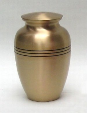 10 Inch Decorative Brass Urn with Etched Bands - Elegant Home Decor for Living Room, Mantel, or Entryway Display