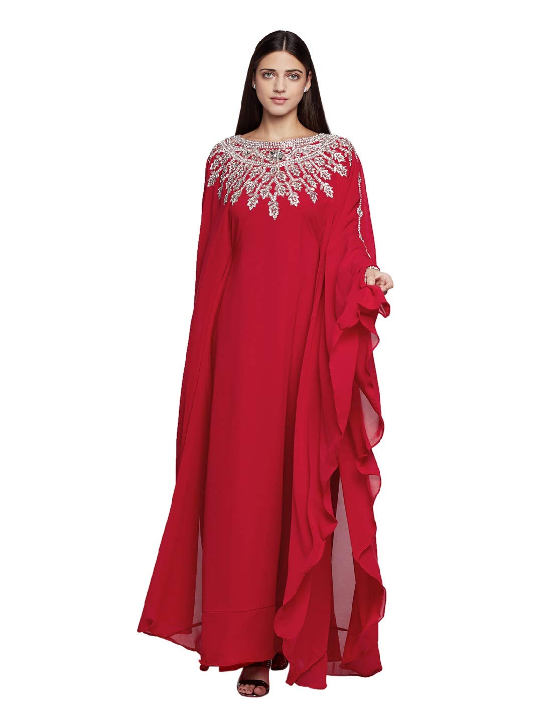 Elegant Dubai Kaftan Farasha Long Maxi Dress for Women - Free Size Long Sleeves Evening Gown with Free Scarf | Perfect for Beach, Party, and Special Occasions