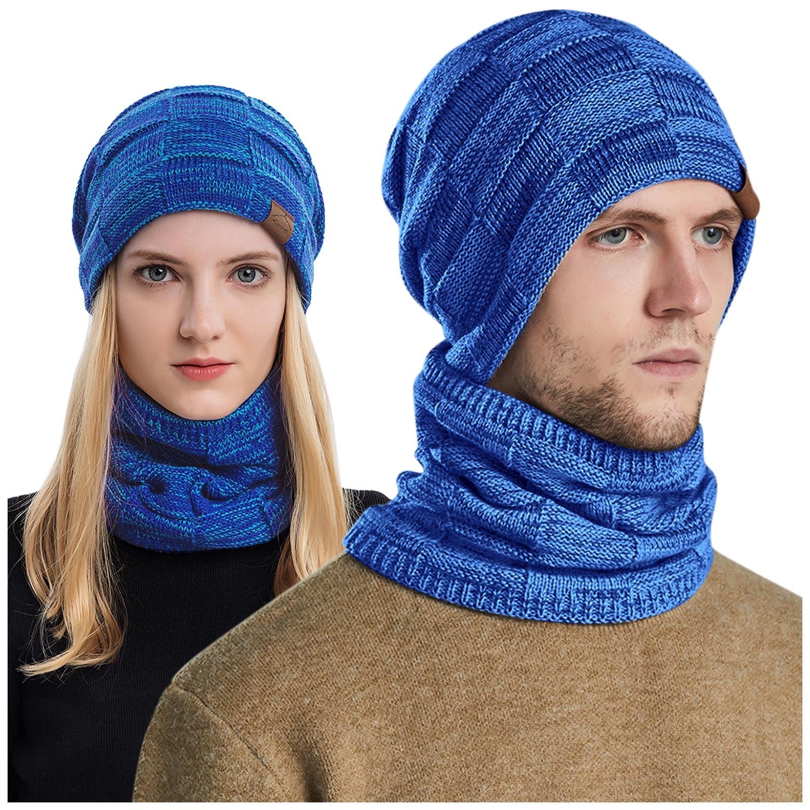 Men's & Women's Winter Beanie Hat and Scarf Set - Fleece Lined Knit Skull Cap & Neck Warmer for Cold Weather - Perfect for Skiing, Snowboarding and Outdoor Winter Activities