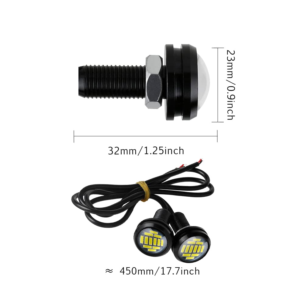 Eagle Eye LED Lights - 10PCS Ultra Thin 23mm 12SMD White Daytime Running Lights for Car, Motorcycle, Truck, RV & Boat - Multi-Function Turn Signal, Brake, Reverse & Marker Lights - 12V DIY Installation - Perfect for Night Driving & Safety Enhancement