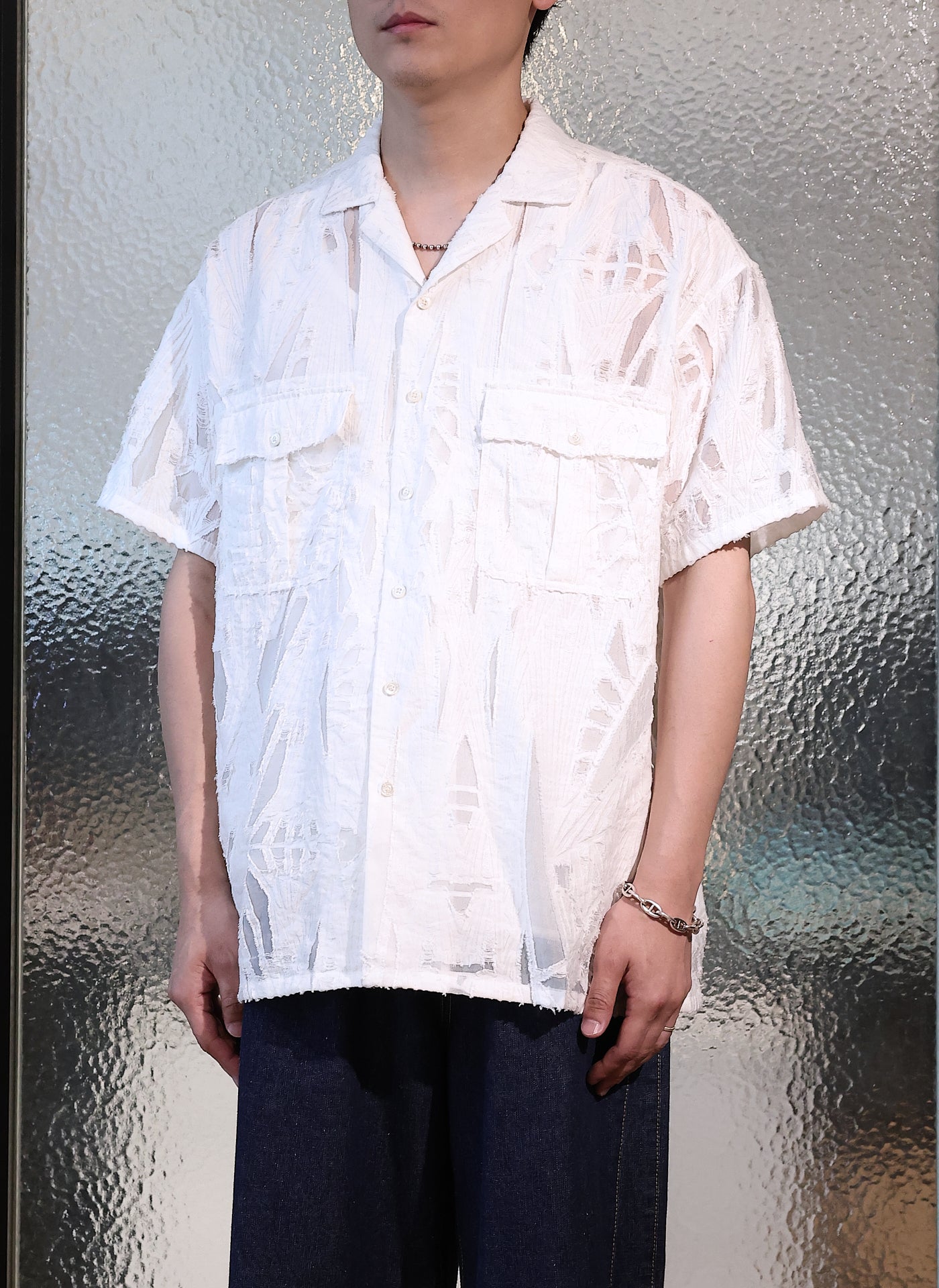 Stylish Jacquard Open Collar Short Sleeve Shirt for Men | Breathable Summer Casual Wear | Perfect for Office, Beach & Outdoor Activities