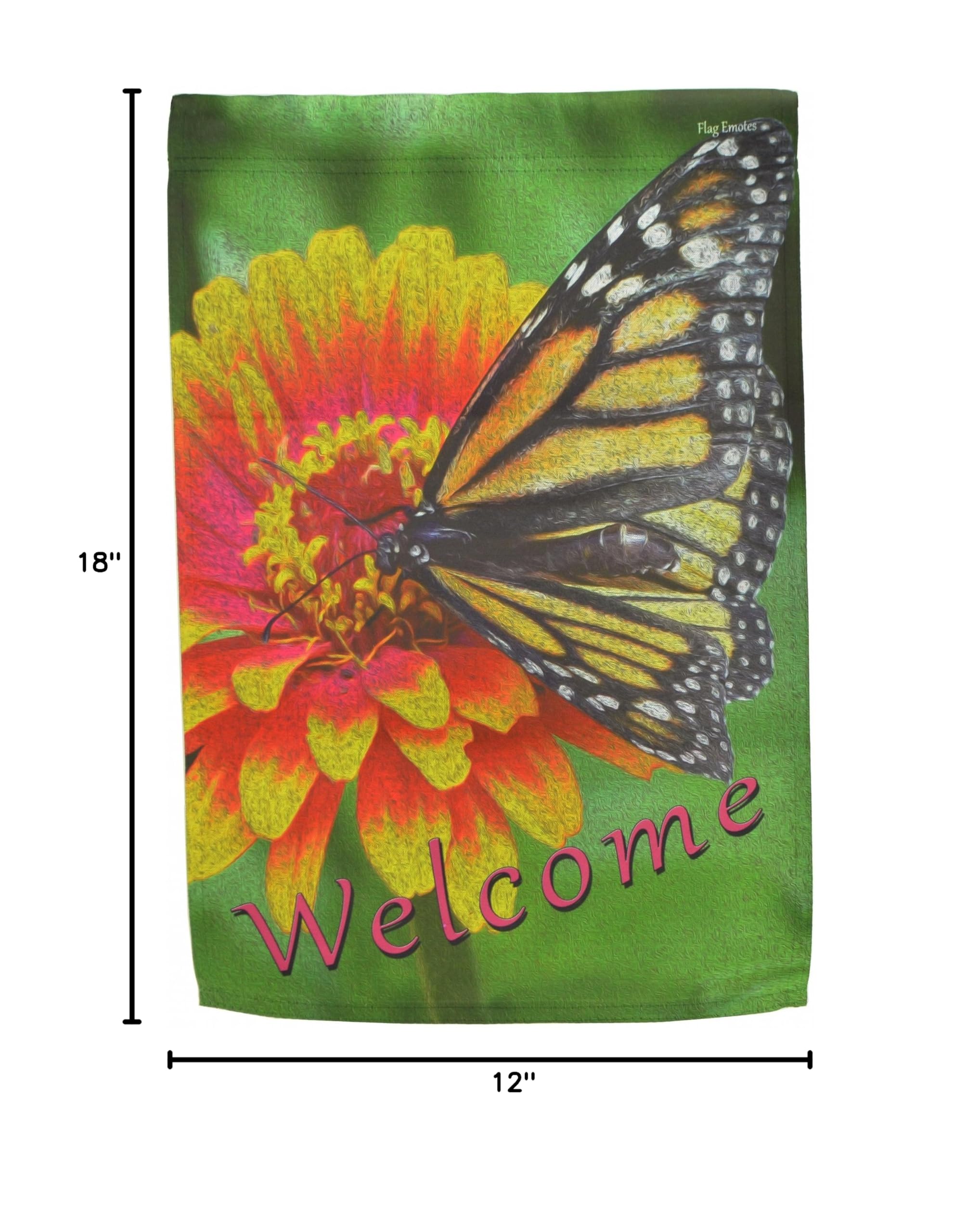 Double Sided Garden Flag Welcome Monarch Butterfly - Weatherproof Outdoor Decoration for Porch, Yard & Spring Summer Decor