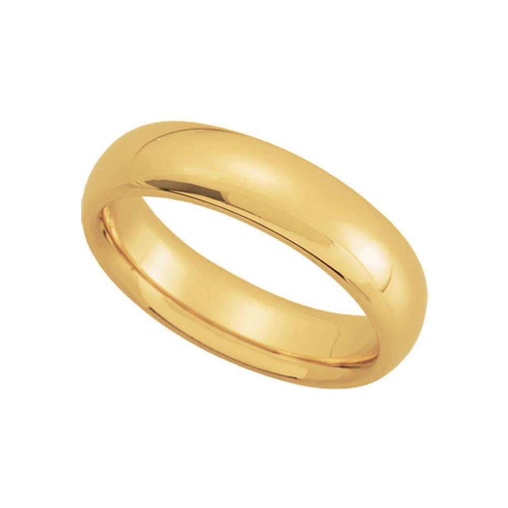 14k Yellow Gold 5mm Domed Comfort Fit Wedding Band for Men & Women