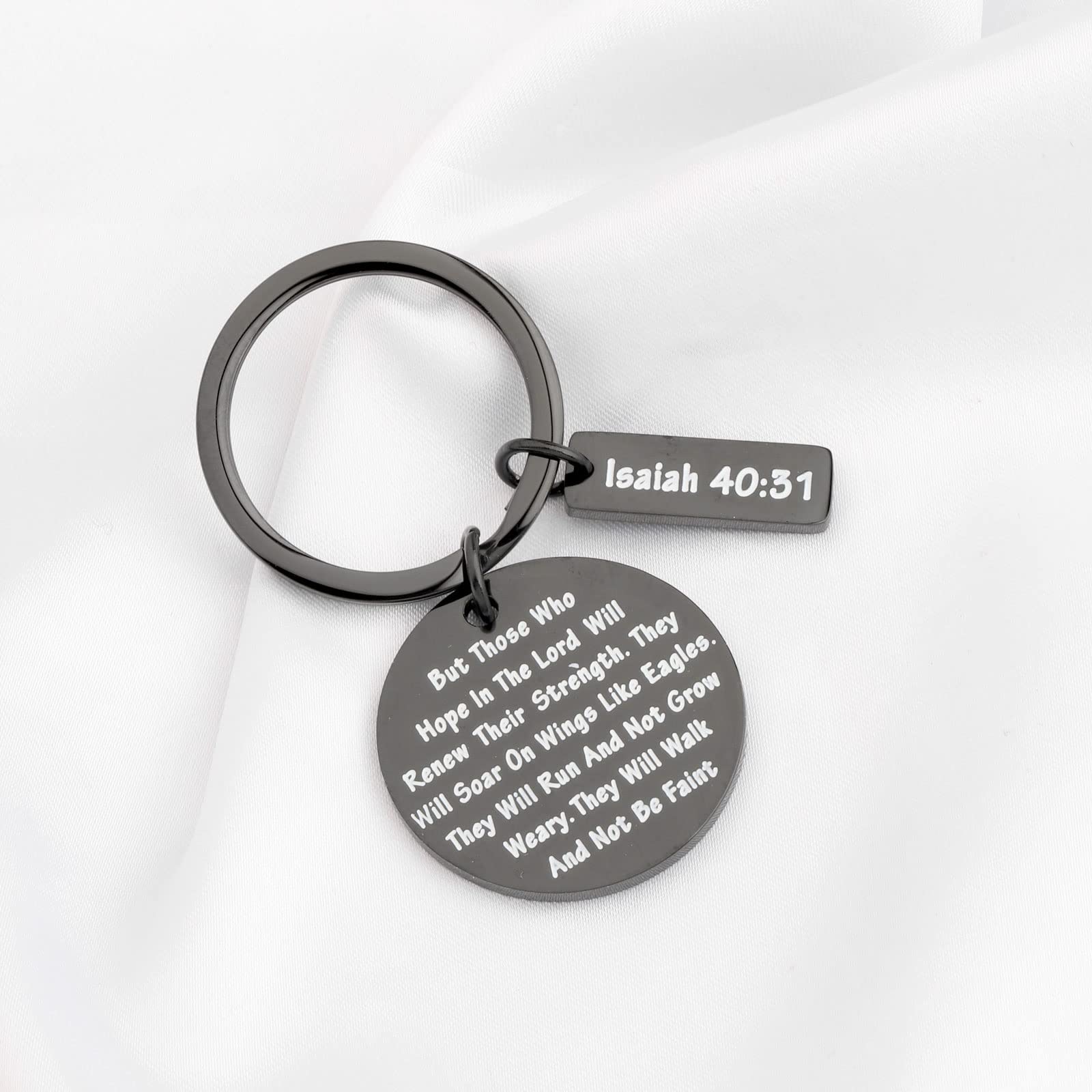 FEELMEM Christian Keychain - Isaiah 40:31 Bible Verse Keyring with 'Soar on Wings Like Eagles' - Religious Jewelry Gift for Encouragement & Faith - Perfect for Baptisms, Bible Study Groups & Daily Inspiration
