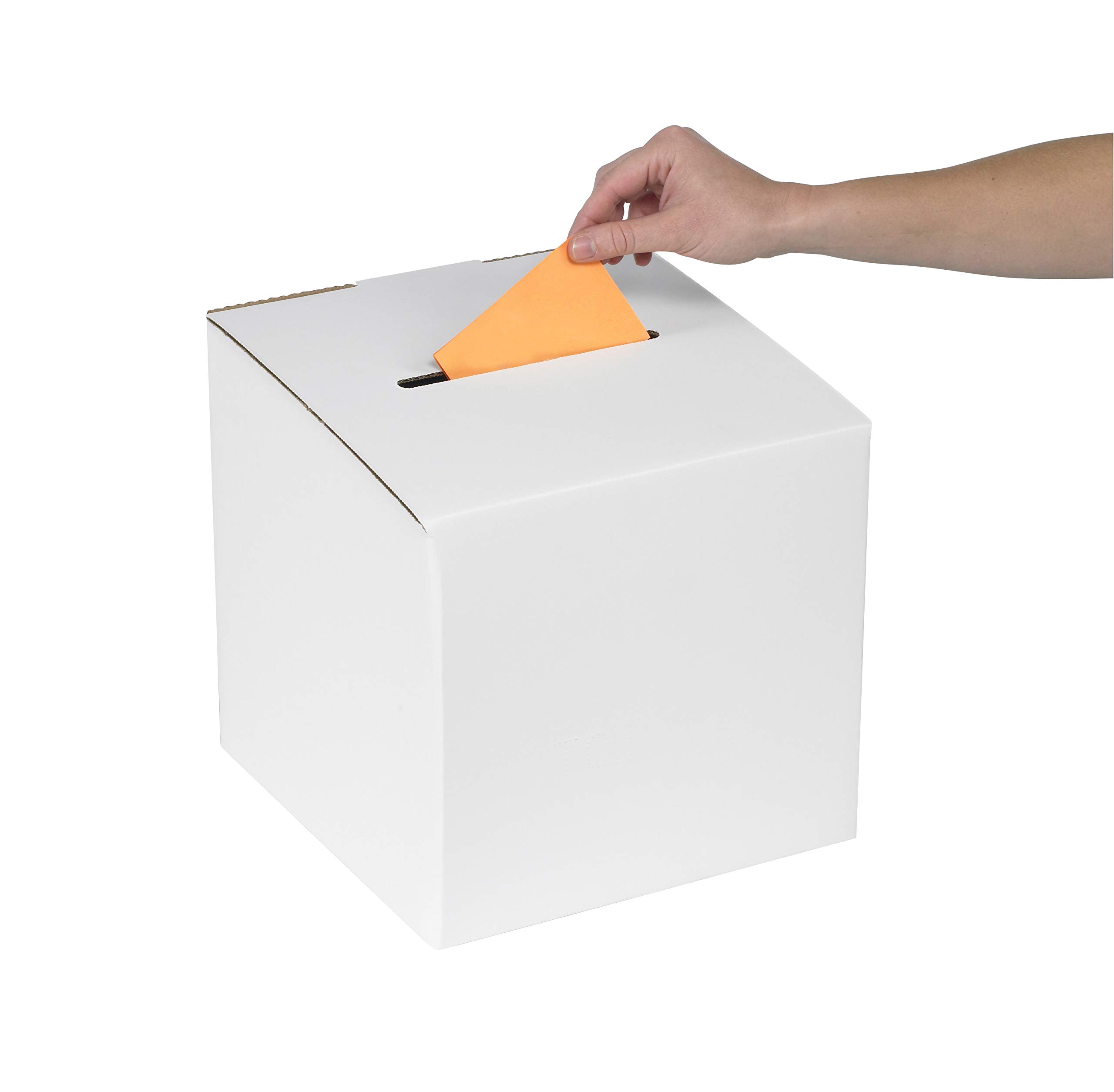White Corrugated Cardboard Ballot Box 10x10x9-10 Inches - Suggestion Box, Raffle Ticket Holder, Voting Box (Pack of 10) - Perfect for Elections, Fundraisers, School Events & Office Voting