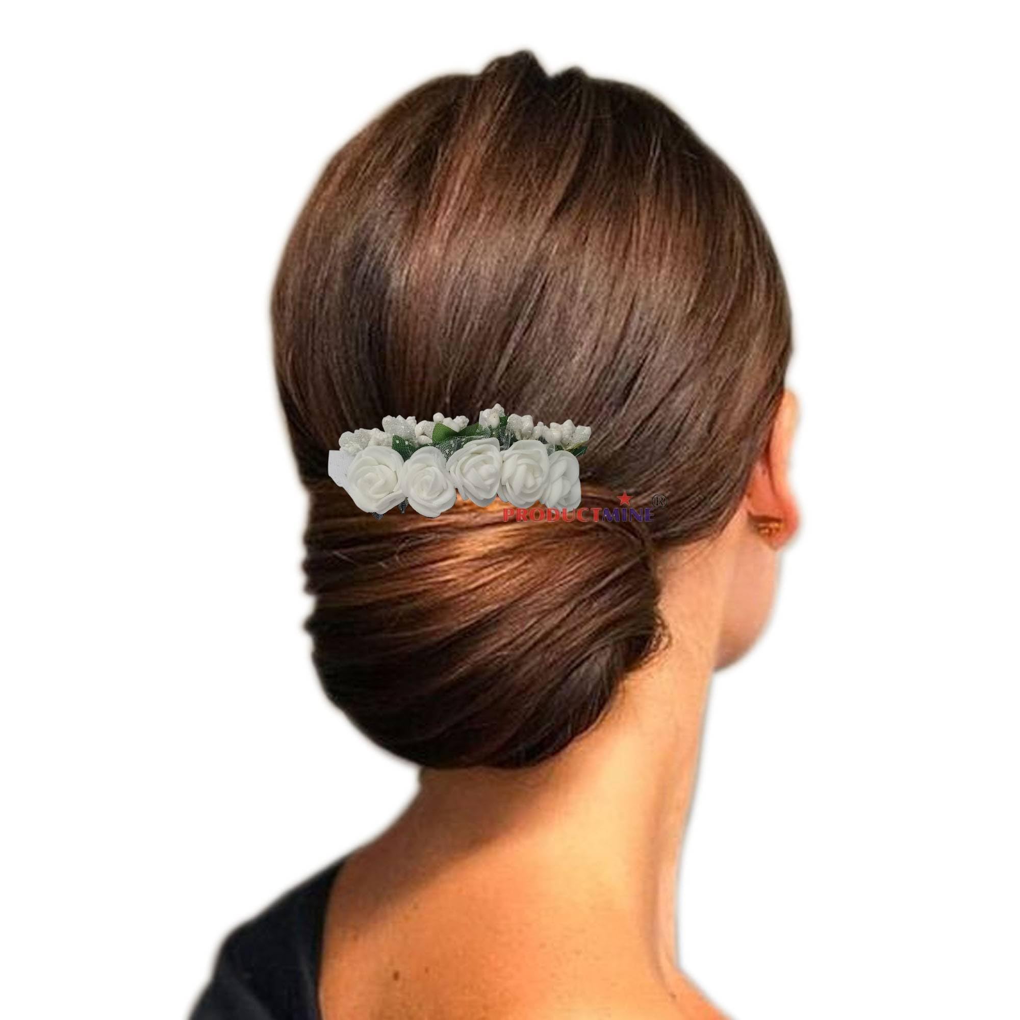 PRODUCTMINE® Floral Hair Comb - White Artificial Flower Hair Accessories for Women & Girls - Wedding Bridal Hair Pins - 1 Piece | Perfect for Weddings, Proms, Parties & Special Occasions