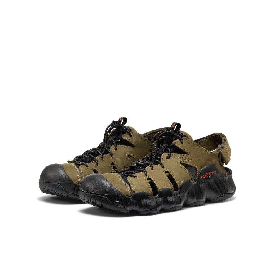Men's Hyperport Fisherman Leather Sandals - Dark Olive/Black | Comfortable Outdoor Walking & Beach Vacation Slip-Ons