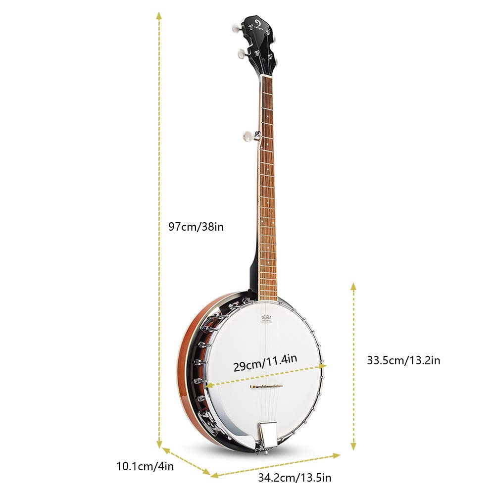 Vangoa 5 String Full Size Banjo with Resonator & Remo Head - Professional Closed Back Banjo Kit for Adults & Beginners - Includes Premium Accessories - Perfect for Bluegrass, Folk Music & Live Performances