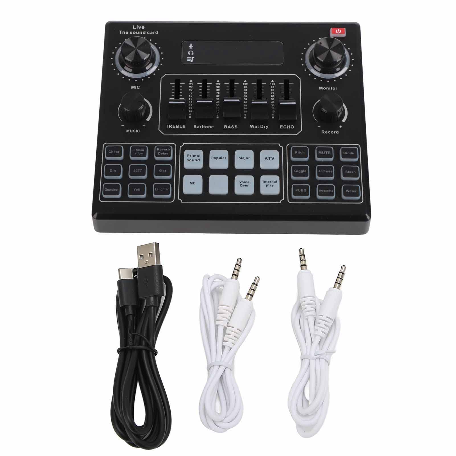 Yctze V9 Sound Card Mixer - Professional Stereo Audio Interface for Gaming, Live Streaming, PC, PS4 & Mobile Broadcasting | Ideal for Twitch, YouTube & Podcasting