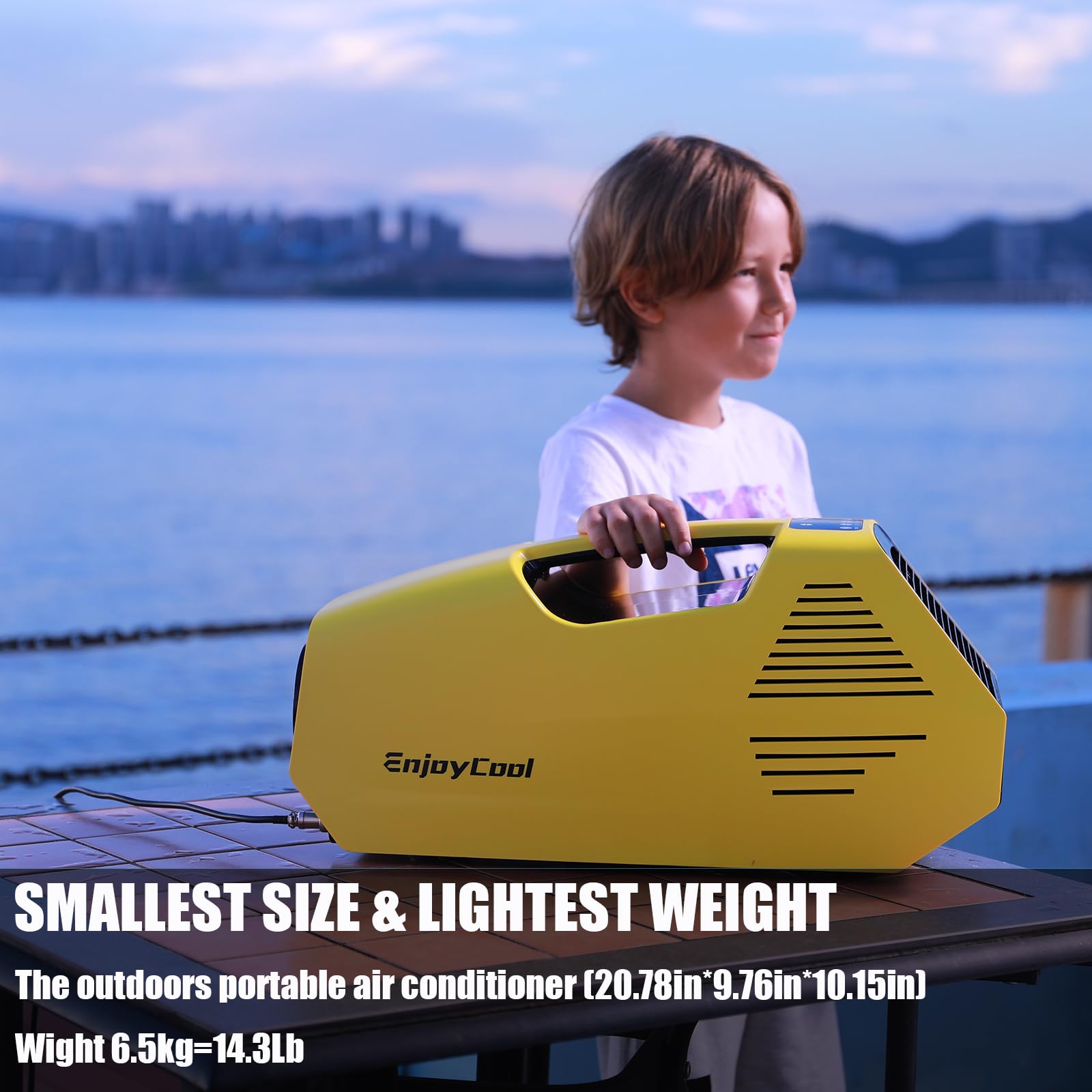 Portable Air Conditioner 2380 BTU - Compact Camping AC Unit for Tents, RVs, Cars - 4 Cooling Modes with Energy Saving Function - Ideal for Outdoor Adventures, Fishing Trips & Pet Comfort - Perfect for Summer Camping, Road Trips, Home Office, and Small Rooms (Yellow) - Great for Travel, Emergency Cooling, and Hot Weather Relief