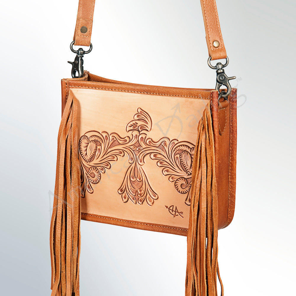 Genuine Leather Women's Western Handbag - American Darling Hand Tooled Purse for Cowgirl Style & Everyday Use