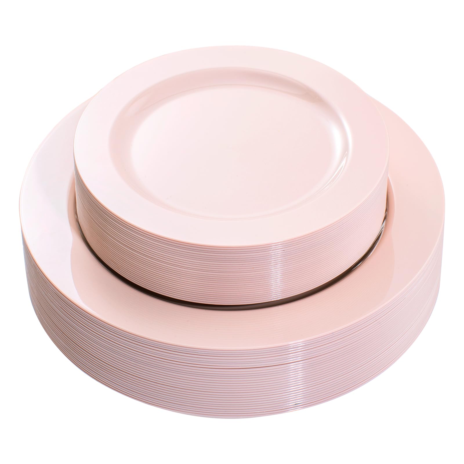 FLOWERCAT 60-Pack Heavy Duty Pink Plastic Plates - Disposable 10.25