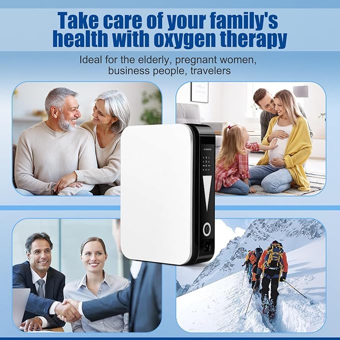 Portable Oxygen Concentrator Machine for Home & Travel - Adjustable 1-2L Oxygen Generator with Continuous Flow | Ideal for COPD Patients, High Altitude Travel & Emergency Use
