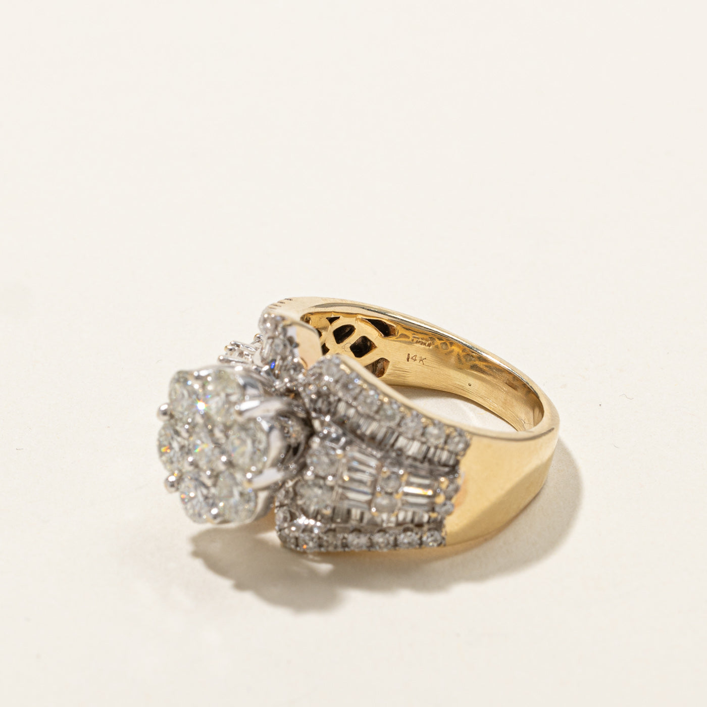 2.30ctw High Set Cluster Diamond Ring - Size 6.75 | Elegant Engagement, Wedding & Anniversary Jewelry Gift for Women