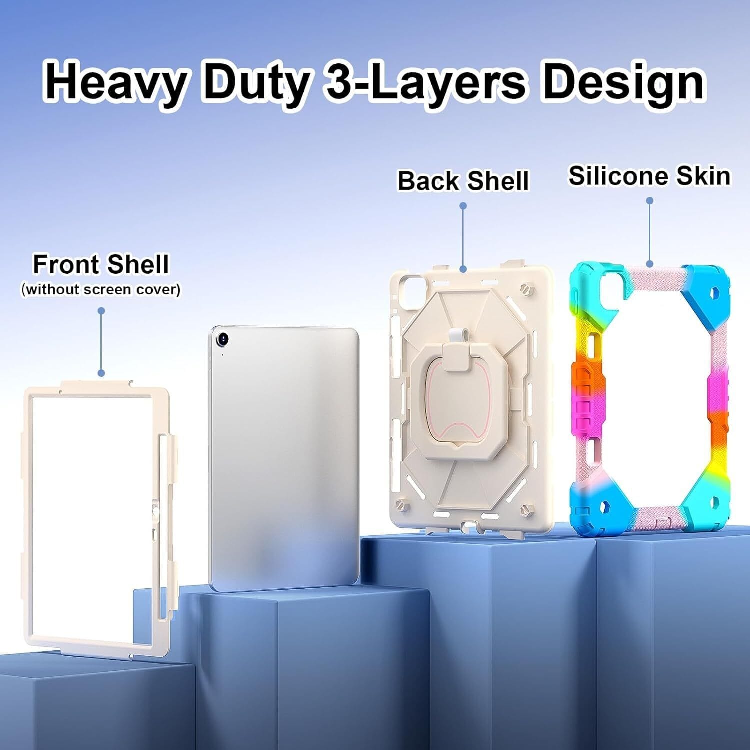 Shockproof Kids Case for iPad 6th Generation 9.7 Inch - Heavy Duty Protective Cover with Rainbow Design | Perfect for School, Travel & Playtime