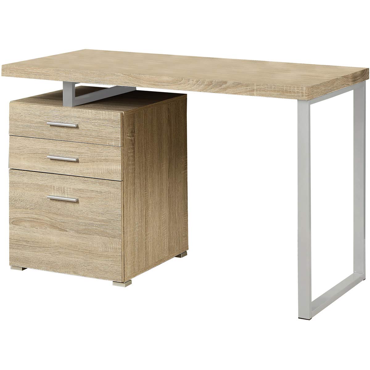 Decovio Ramapo 47 x 24 Inch Natural & Silver Computer Desk - Home Office Workstation, Study Desk for Small Spaces, Gaming & Remote Work Setup