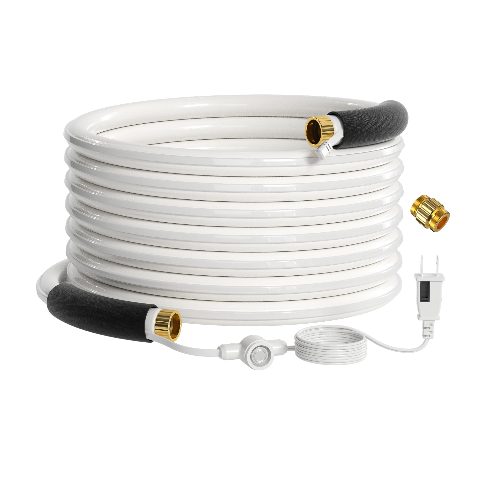 Giraffe Tools 50ft Heated RV Water Hose - 5/8 Inch Insulated Drinking Water Hose with Energy Saving Thermostat, Freeze Proof Down to -20°F, Lead & BPA Free - Perfect for Campers, Trucks & Winter RVing (White)