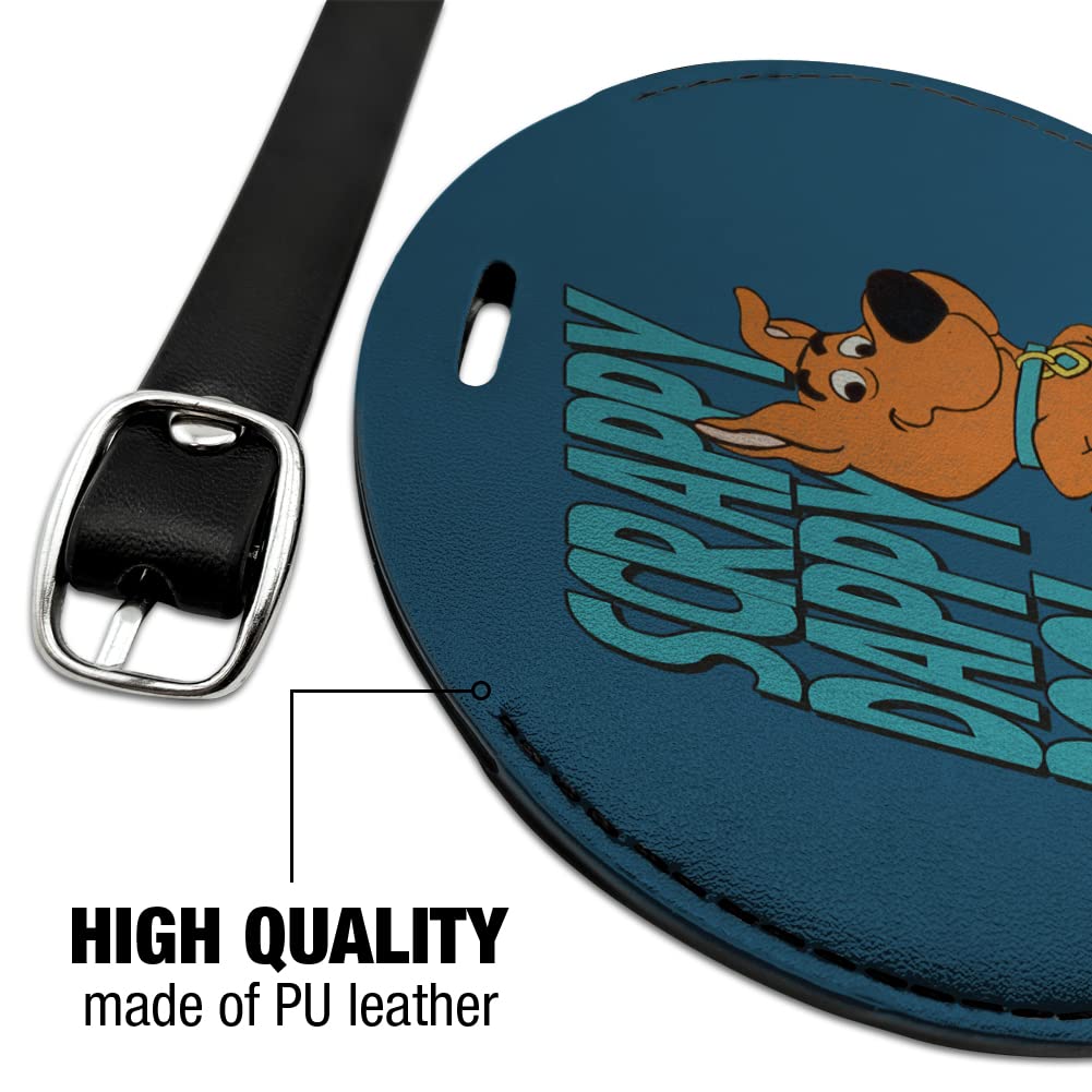 Scrappy Dappy Doo Round Leather Luggage Tag - Personalized Suitcase ID Tag for Travel Bags - Perfect for Carry-Ons, Checked Luggage & Backpacks