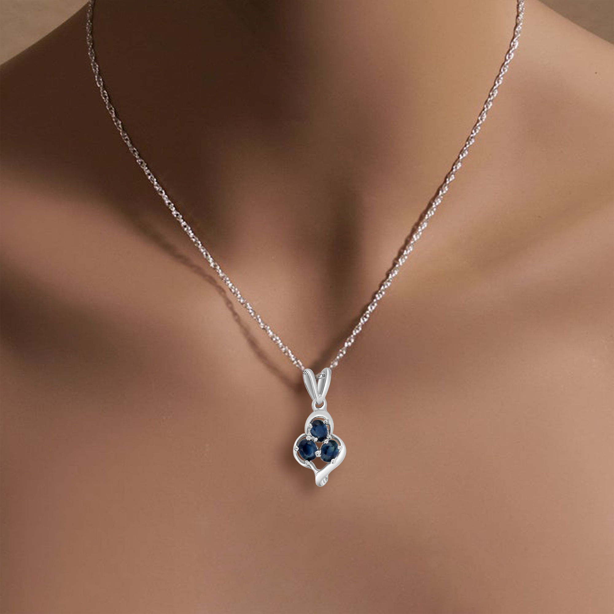 14K White Gold Sapphire Necklace for Women - Elegant Jewelry Gift for Birthday, Anniversary & Special Occasions