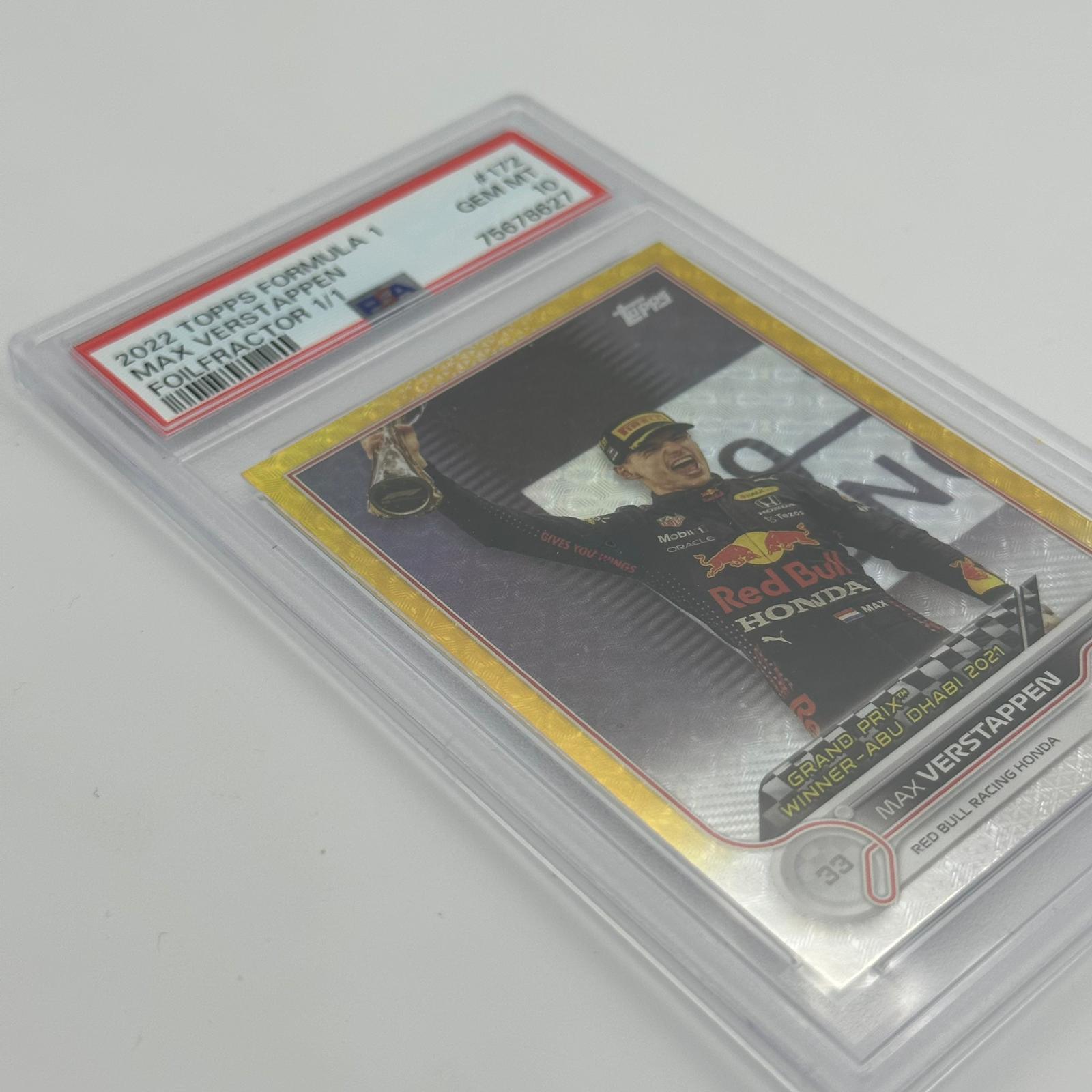 PSA 10 1/1 Max Verstappen #172 Foilfractor Trading Card - Rare Collectible for F1 Fans & Sports Memorabilia Enthusiasts - Perfect for Display, Investment & Racing Memorabilia Collections
