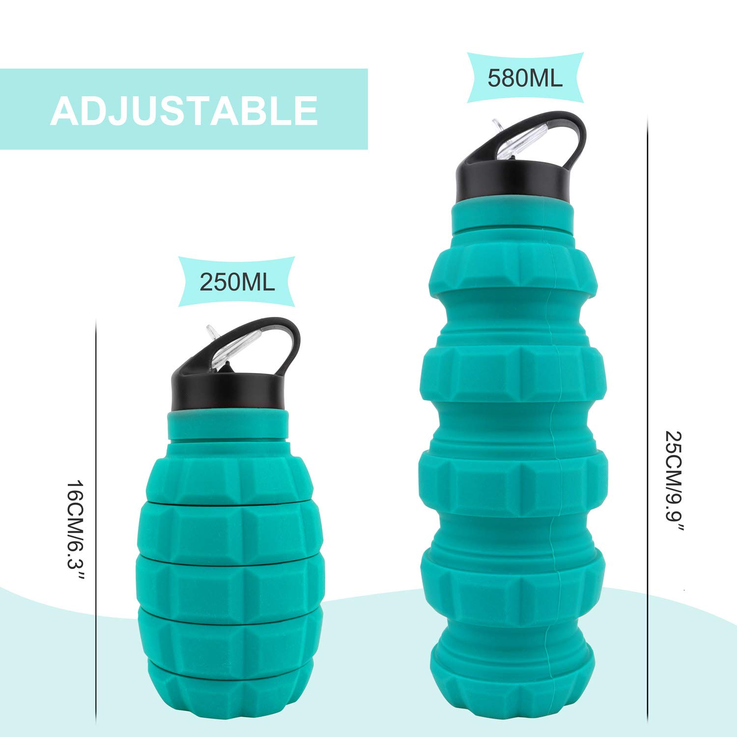 QiCheng&LYS 580ml Leak Proof BPA-Free Sports Water Bottle with Straw Lid, Eco-Friendly Reusable One-Touch Open Portable Water Bottle for Gym, Hiking, Running & Outdoor Activities (Blue)