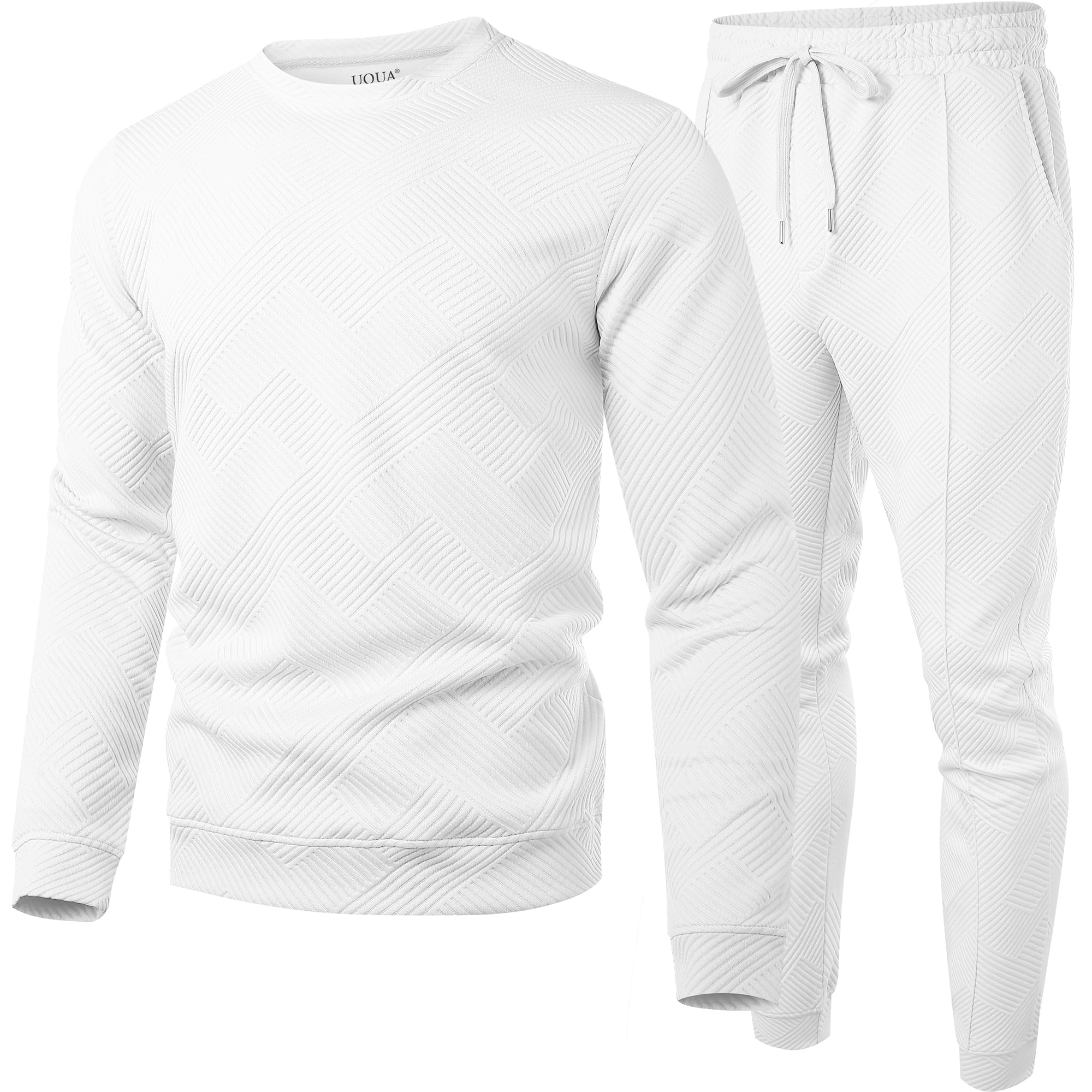 **UOUA Men's 2-Piece Sweatsuit Set - Long Sleeve Hoodie & Jogger Pants - Comfortable Casual & Workout Outfit for Running, Gym, Lounge**