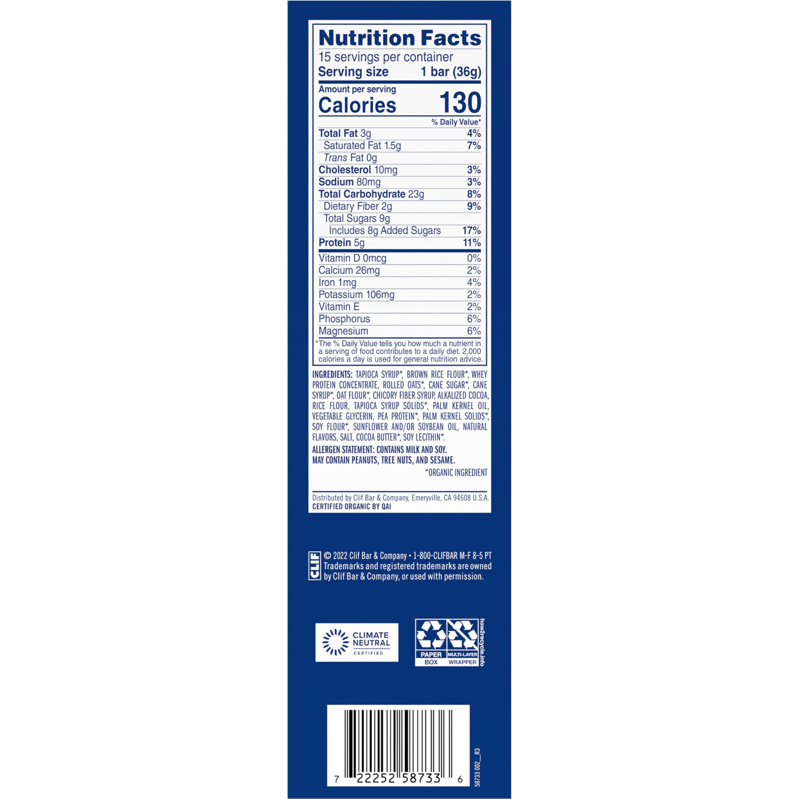 Organic Zbar Protein Bars - Cookies 'n Creme Flavor - Gluten Free, Non-GMO Snack with 5g Protein - Crispy Oat Bars (15 Pack) - Perfect for Workouts, School Lunches & On-the-Go Energy