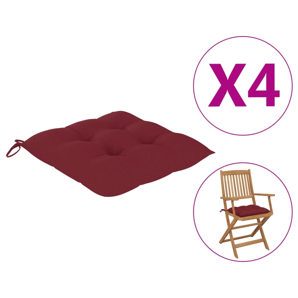 4-Piece Wine Red Outdoor Chair Cushions Set - 15.7