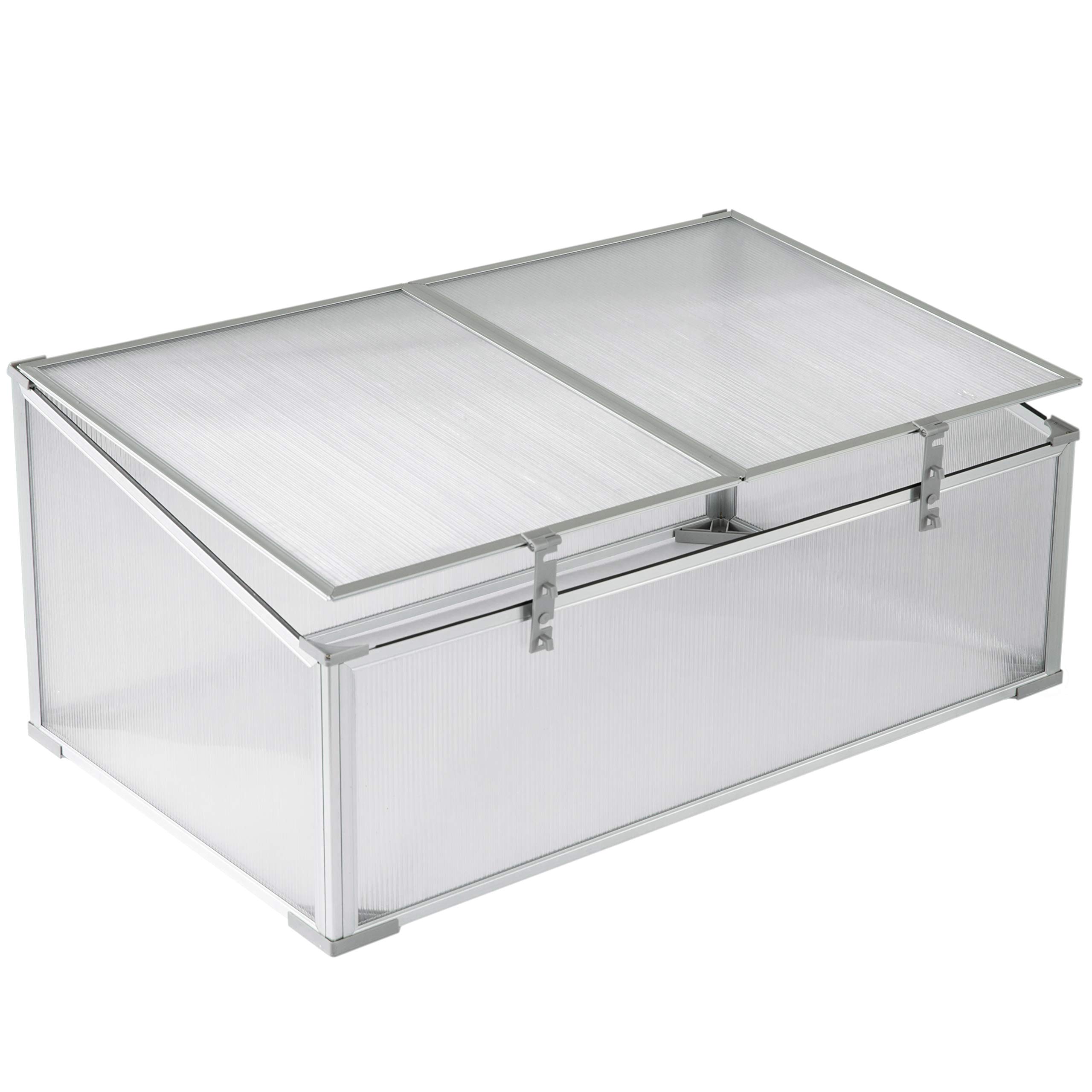Portable Aluminum Cold Frame Greenhouse - Bottomless Flower Box & Plant Protector with UV-Blocking Transparent Double Walled PVC Panels | Perfect for Seed Starting, Winter Gardening, and Outdoor Plant Protection