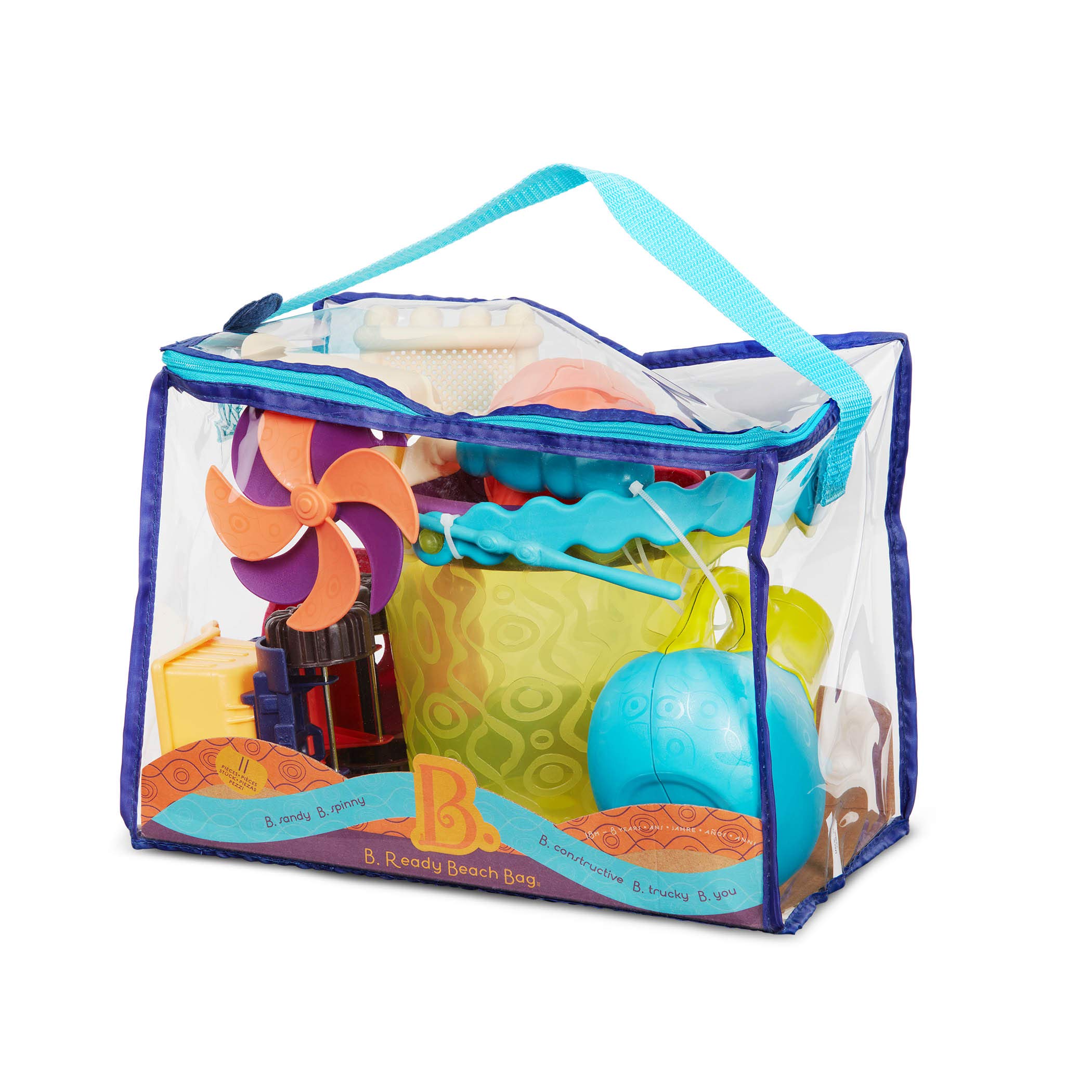 B. Toys B. Ready Beach Bag - Large Waterproof Tote with Mesh Panel & 11 Fun Sand Toys for Kids - Phthalate & BPA Free Beach Essentials - Perfect for Toddlers 18+ Months (Lime Green) - Great for Beach Trips, Pool Days & Outdoor Summer Adventures