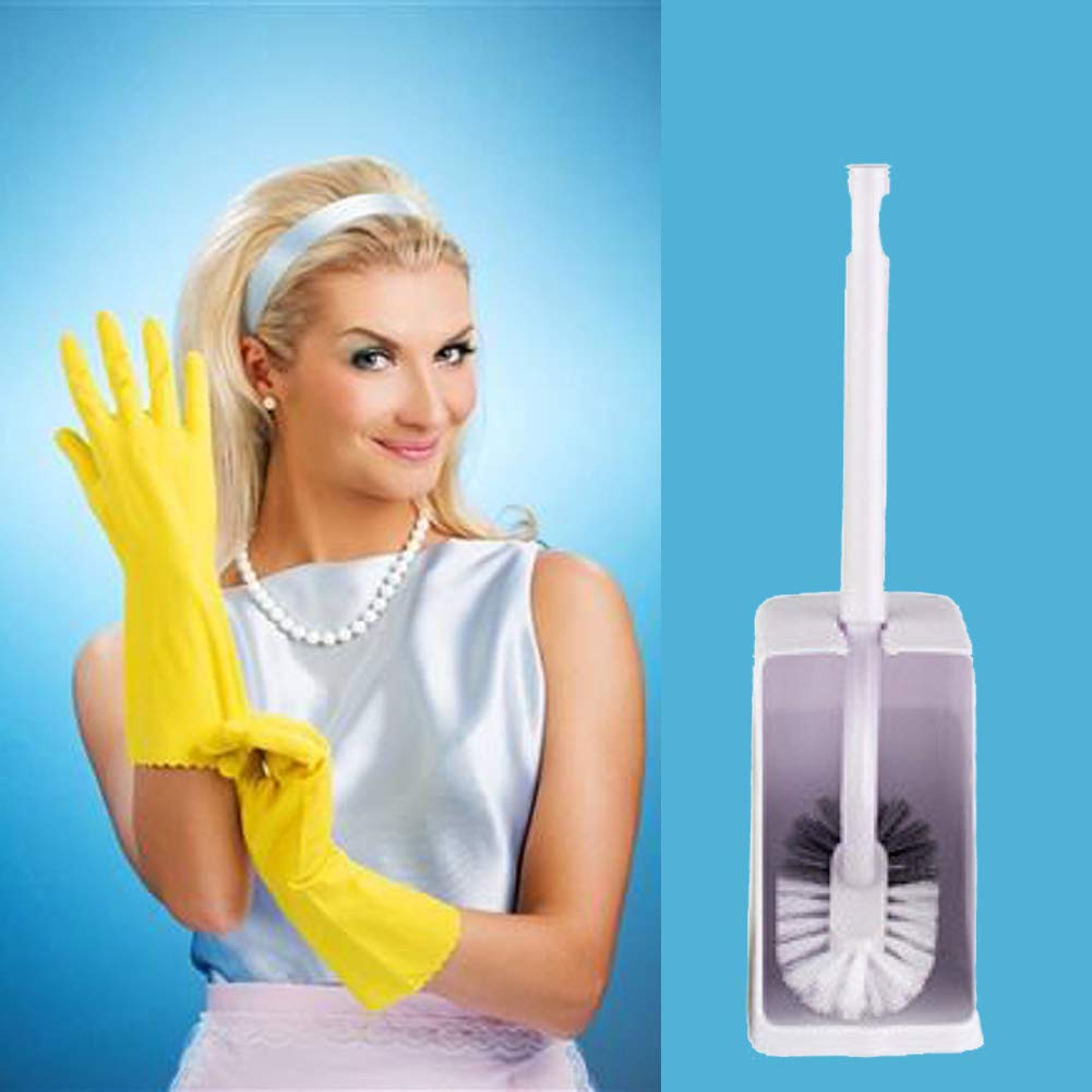 Marbarsse Toilet Bowl Brush and Holder Set - Curved Design for Deep Cleaning Under Rim, Compact Bathroom Cleaning Tool, Easy to Use and Store (1 Pack) - Ideal for Home, Apartment, and RV Bathrooms