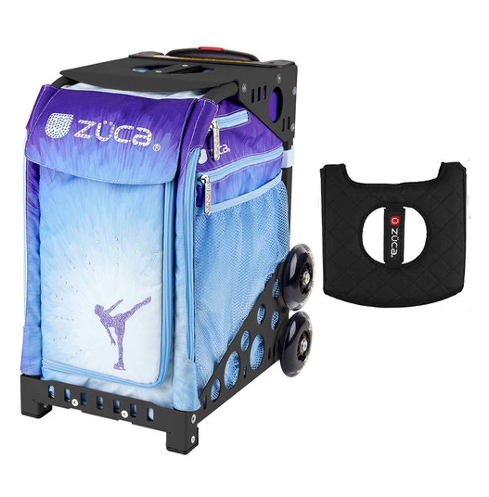 Zuca Sport Bag - Ice Dreamz with Gift Black/Pink Seat Cover (Black Frames) - Durable Gymnastics & Cheerleading Gear for Competitions, Practice & Travel