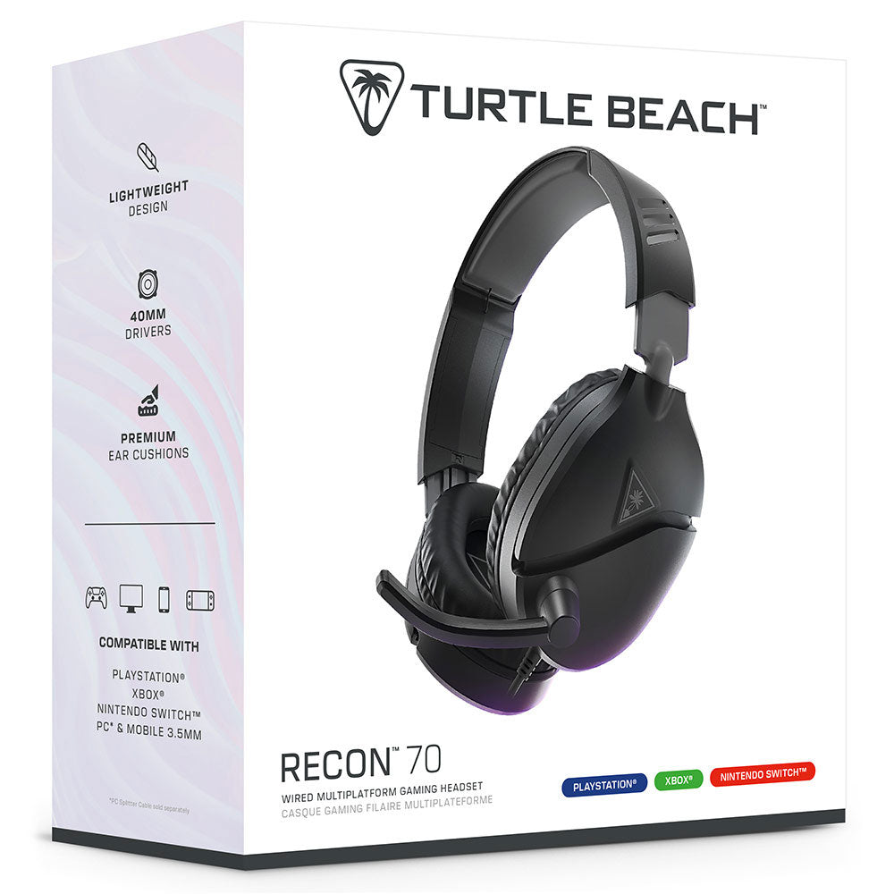 Turtle Beach Recon 70 Multiplatform Gaming Headset - Wired Over-Ear Headphones with Mic for PC, PS4, Xbox, Switch - Black | Perfect for Online Gaming, Streaming & Chatting
