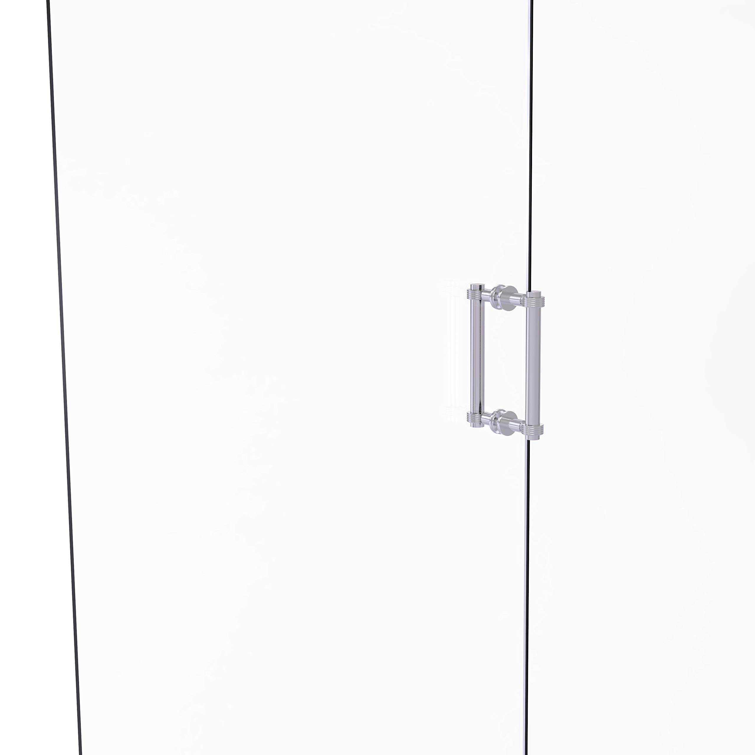 Allied Brass 404G-8BB Modern 8 Inch Grooved Shower Door Handle in Satin Chrome - Perfect for Bathroom Renovation & Contemporary Home Decor