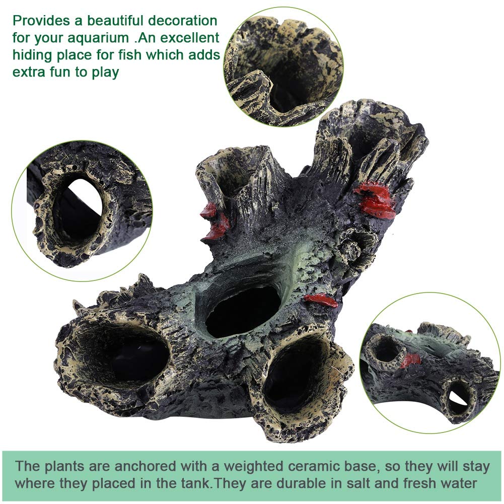 Resin Hollow Tree Trunk Ornament - Natural Log Decoration for Aquarium, Fish Tank & Betta Fish Habitat | Unique Hollow Wood Accessories for Home Decor & Terrarium Scenery