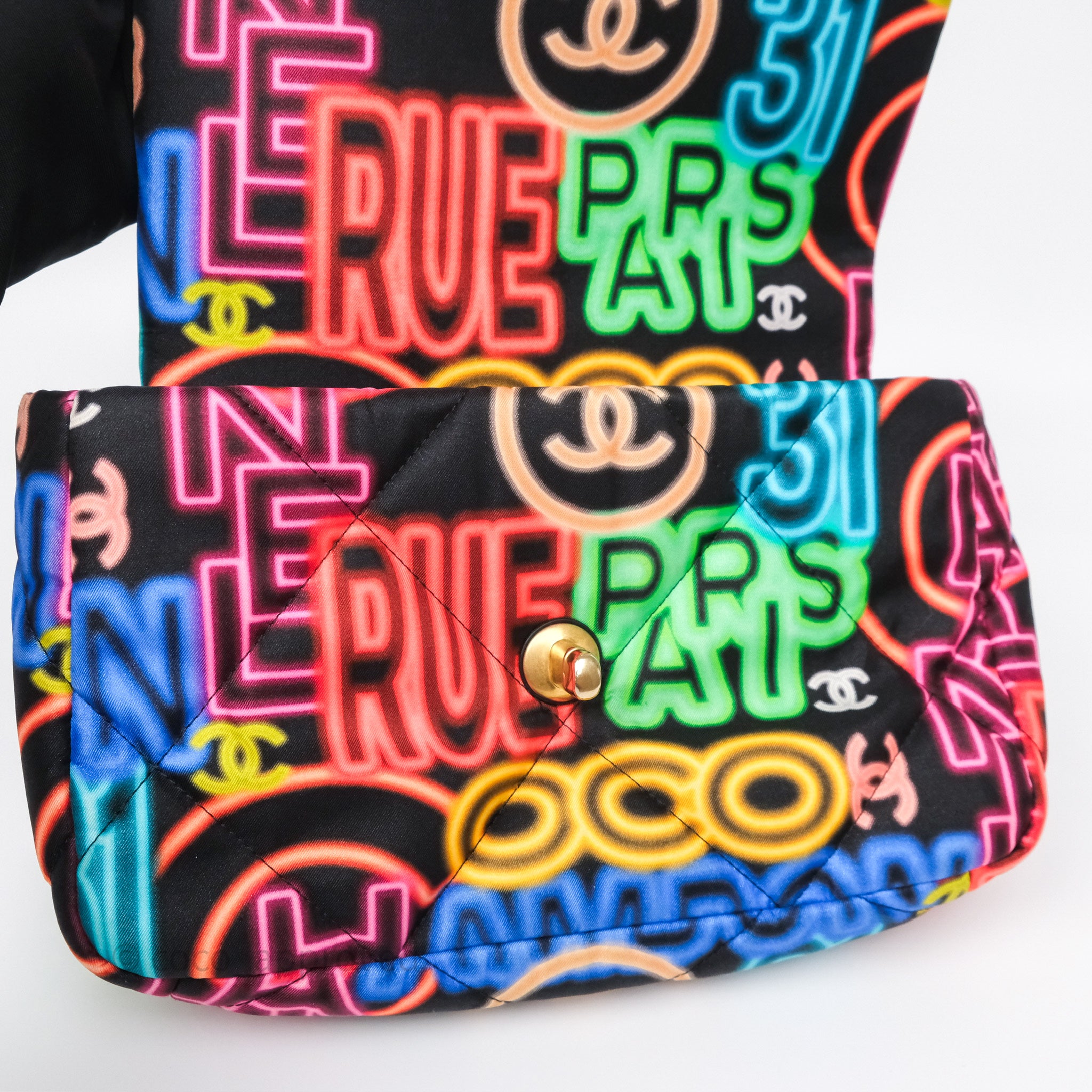 Chanel 19 Small Handbag Black Multicolor Fabric Printed Mixed Hardware - Luxury Designer Crossbody Bag for Women, Perfect for Date Night & Evening Events