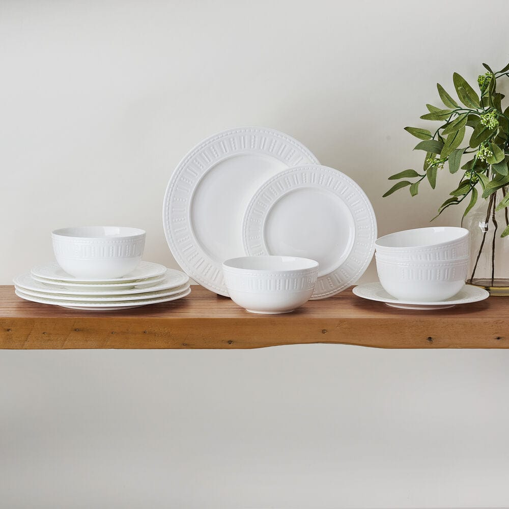 Premium 12-Piece Dinnerware Set for 4 - Elegant Porcelain Plates, Bowls & Mugs - Perfect for Family Dinners, Entertaining Guests & Everyday Use