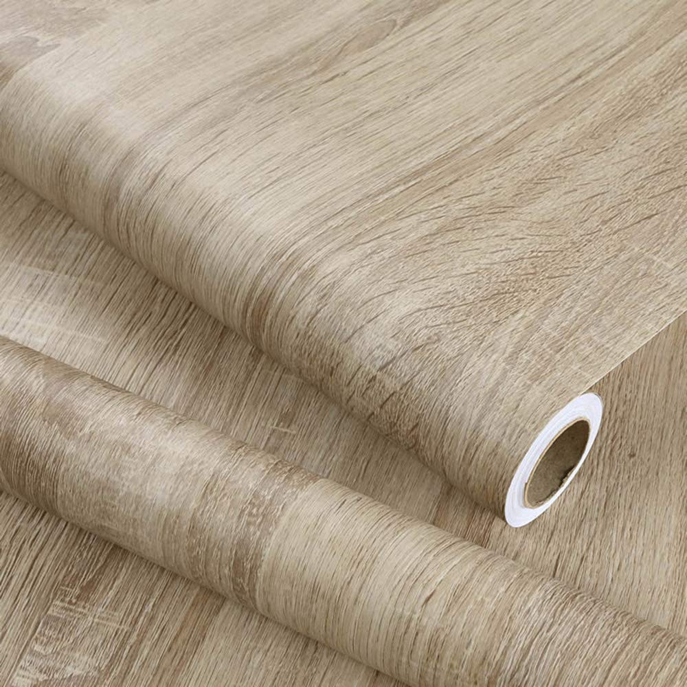 GLOW4U Self-Adhesive Vinyl Faux Light Wood Grain Contact Paper - 24x117 Inch Rustic Shelf Liner for Kitchen Cabinets, Countertops, Desks & Furniture | Waterproof Peel & Stick Wallpaper for DIY Home Decor, Arts & Crafts Projects - Perfect for Cabinet Refacing, Table Protection & Creative Wall Designs