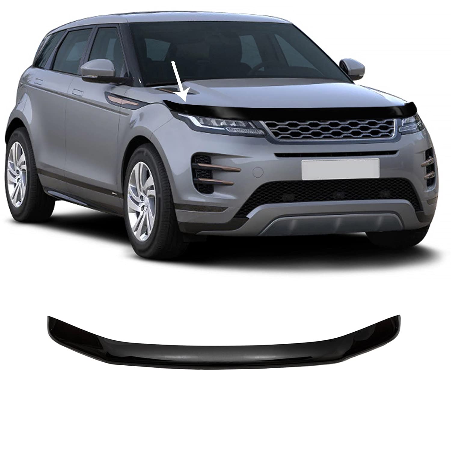 **2013-2018 Range Rover Evoque Front Bug Shield Hood Deflector | Durable Bonnet Protector for Off-Road & Highway Driving | UV-Resistant & Aerodynamic Design**