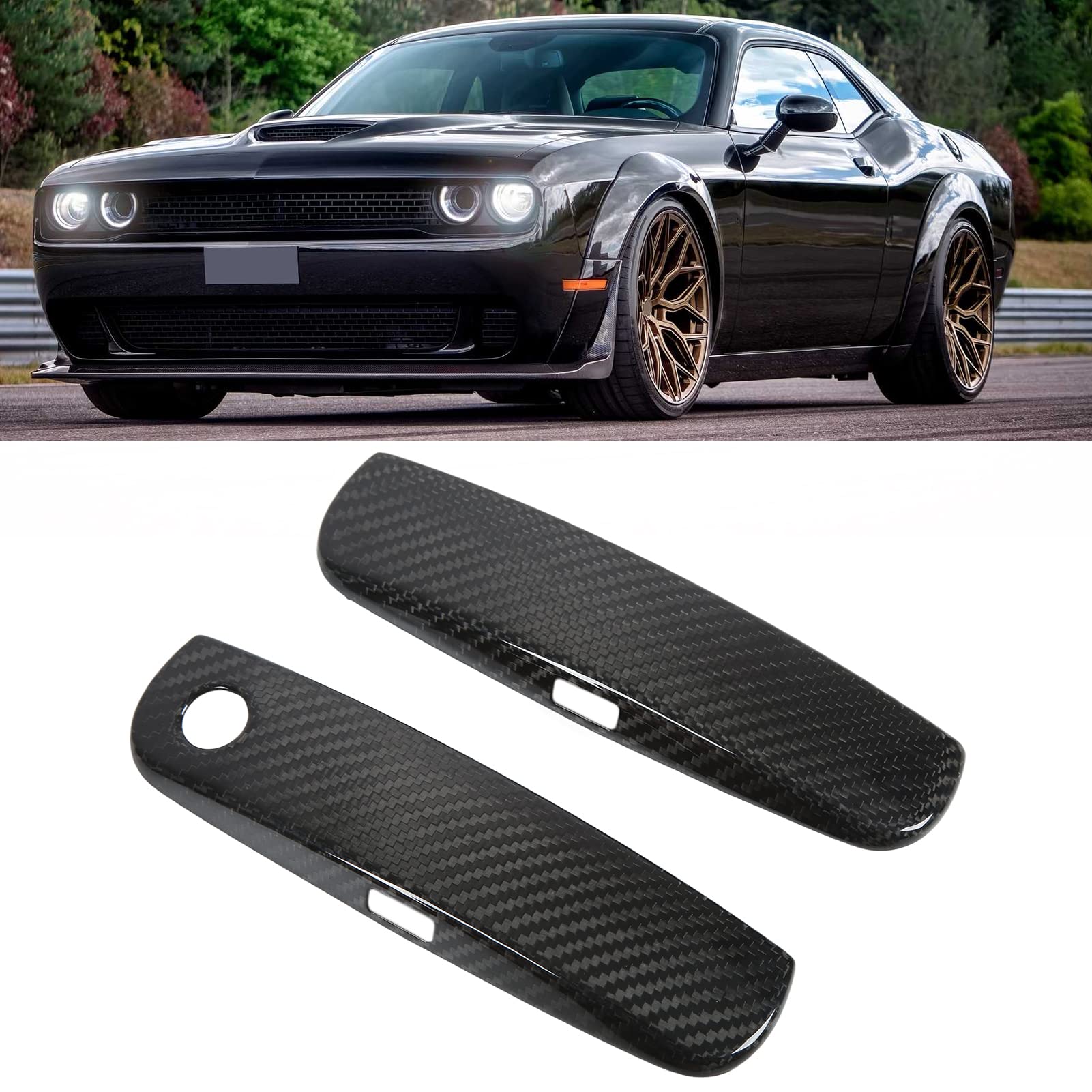 Carbon Fiber ABS Exterior Door Handle Covers (2-Pack) - Compatible with 2012-2021 LHD Vehicles - Weatherproof & Scratch-Resistant for Enhanced Car Protection & Style Upgrade - Perfect for Daily Commute, Road Trips & Car Shows