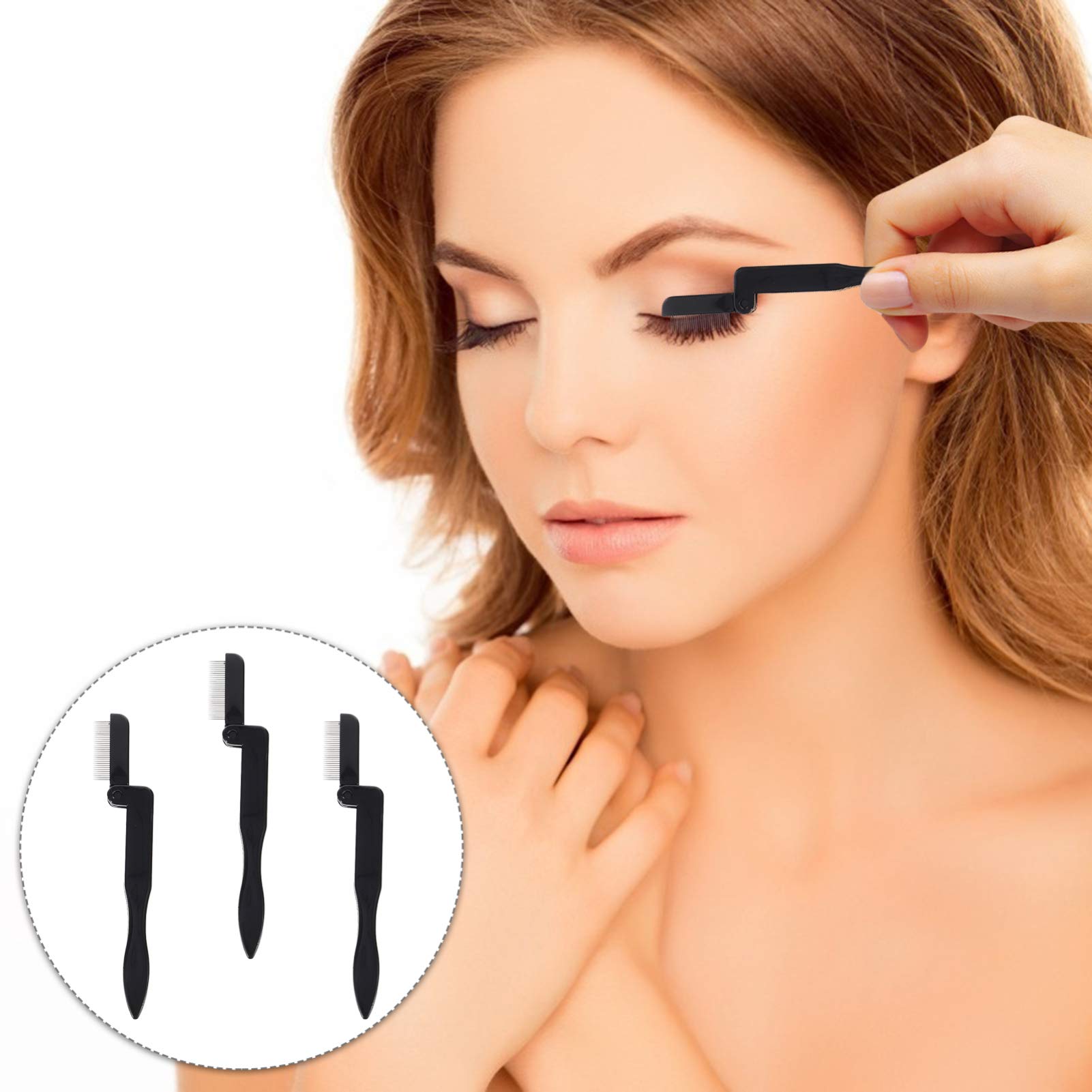 FRCOLOR 9-Piece Stainless Steel Eyelash Comb & Brow Grooming Kit - Includes Folding Teeth Separator, Lash Definer & Mascara Tools for Perfect Eyebrow Shaping & Eyelash Care | Ideal for Professional Salon Use & Home Beauty Routines