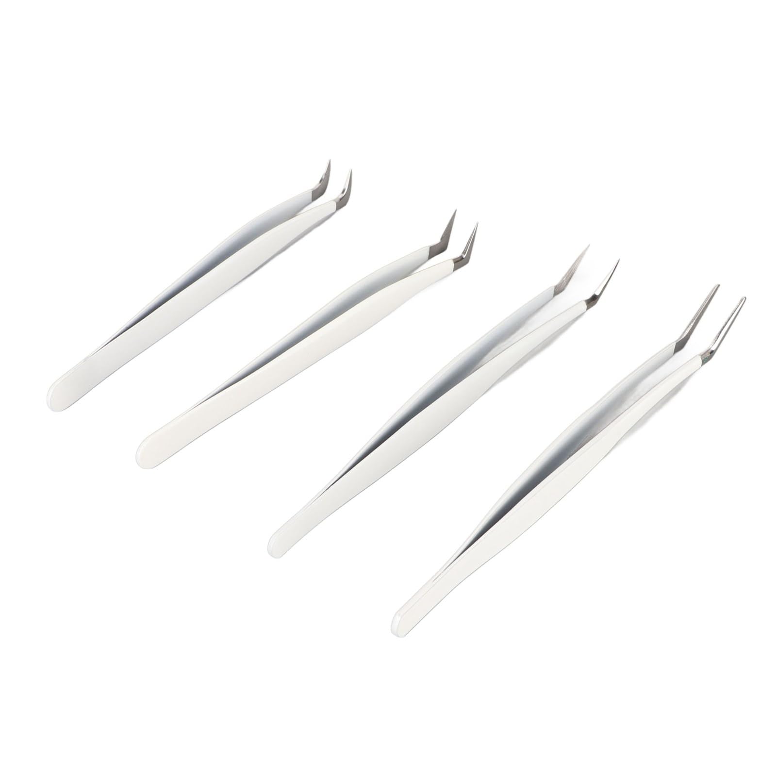 4 Pcs Professional Eyelash Extension Tweezers Kit - Premium Stainless Steel High Precision Tweezers for Lash Artists (Includes Storage Box) | Perfect for Salon, Home Use & Professional Eyelash Extensions
