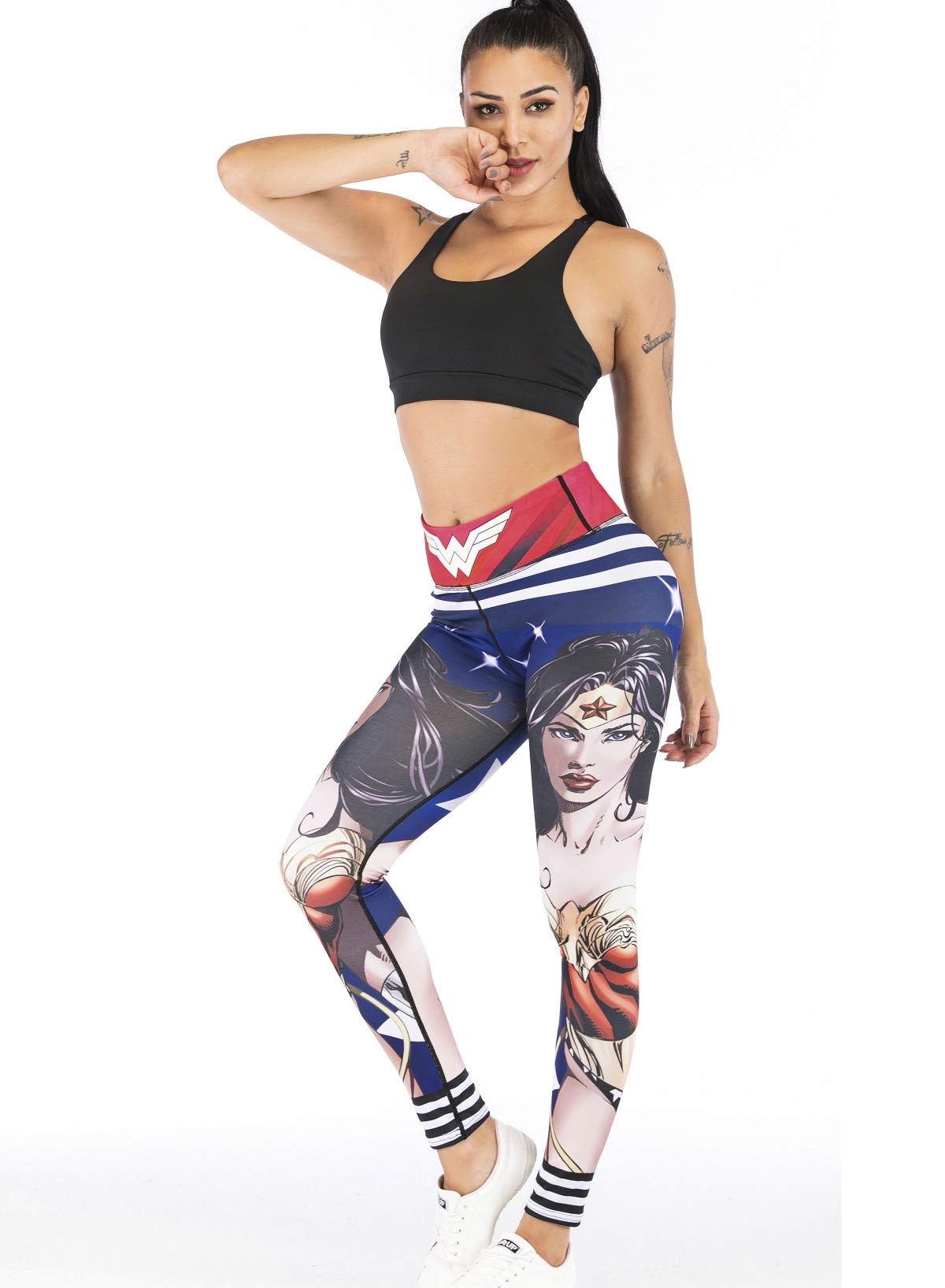 Women's Superhero Digital Print Yoga Leggings - High Waist Compression Workout Pants for Gym, Running & Casual Wear | Superhero-Themed Fitness Apparel