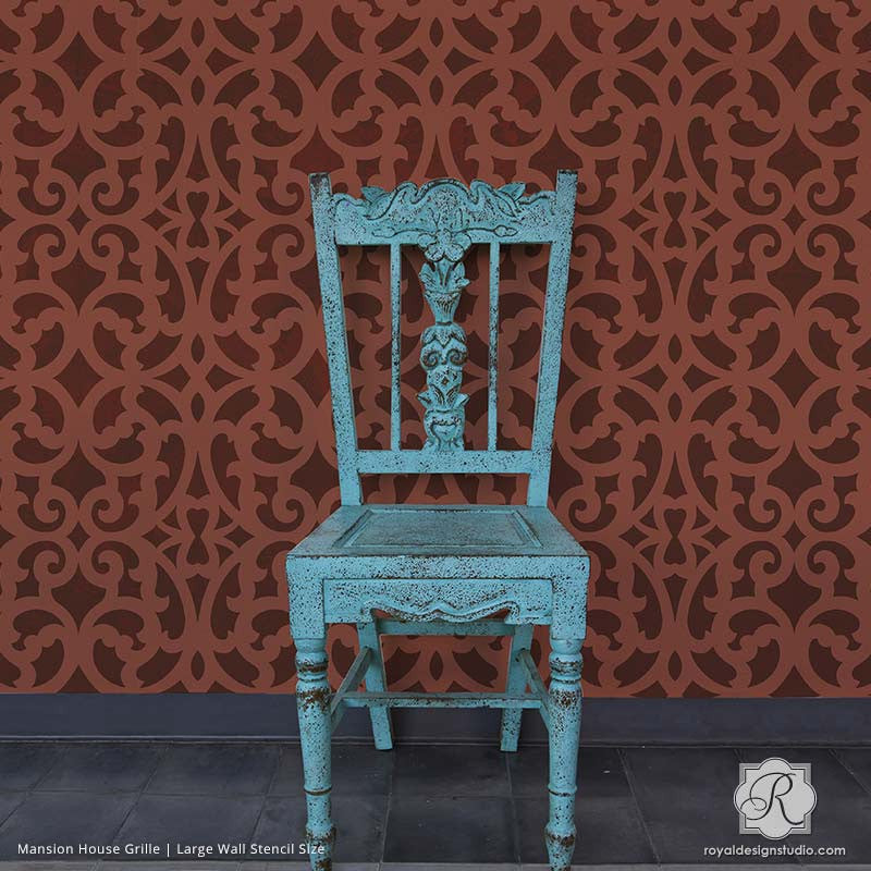 Mansion House Grille Trellis Wall Stencil - DIY Home Decor Stencil for Wall Painting, Furniture & Crafts - Perfect for Bedroom, Living Room & Garden Projects