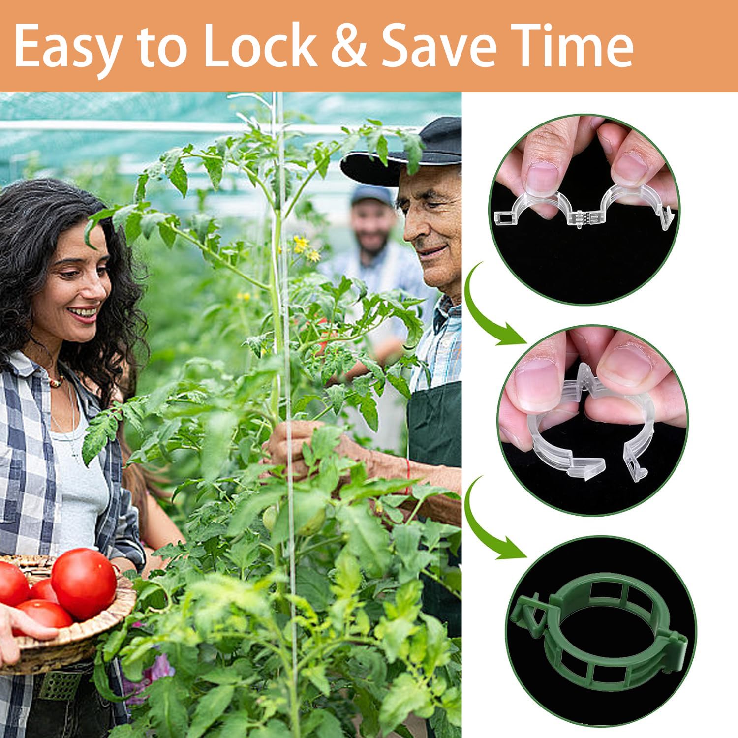 Upgraded Plastic Tomato Clips for Climbing Plants - Secure Plant Support Clips for Tomato Vines, Cucumbers & Garden Trellis | Durable Gardening Supplies for Indoor & Outdoor Use