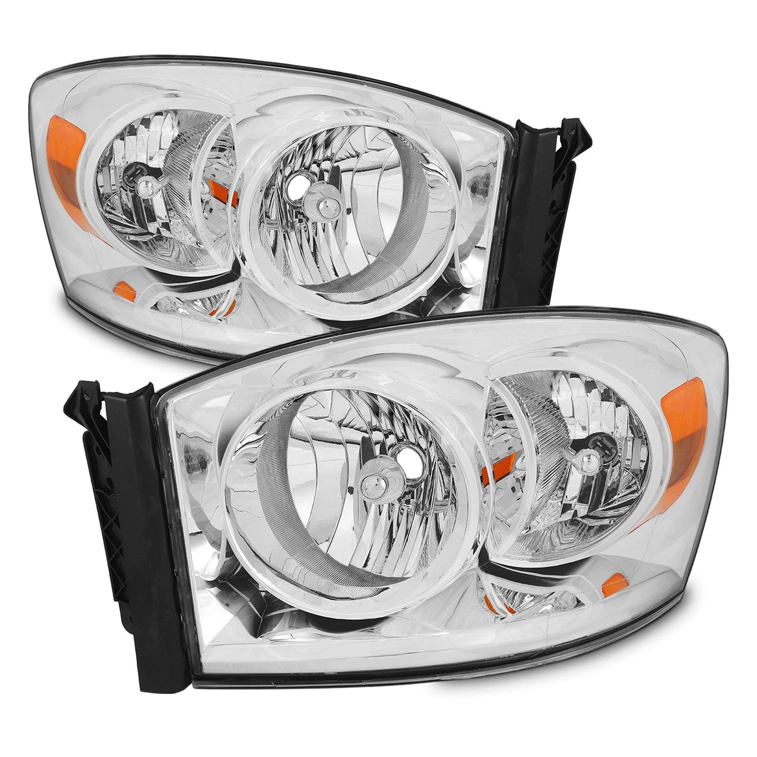 AKKON Chrome LED Halo Projector Headlights & Clear Fog Lamps for 2007-2008 Dodge Ram 1500, 2007-2009 Ram 2500/3500 - Upgrade Your Truck's Style & Night Visibility
