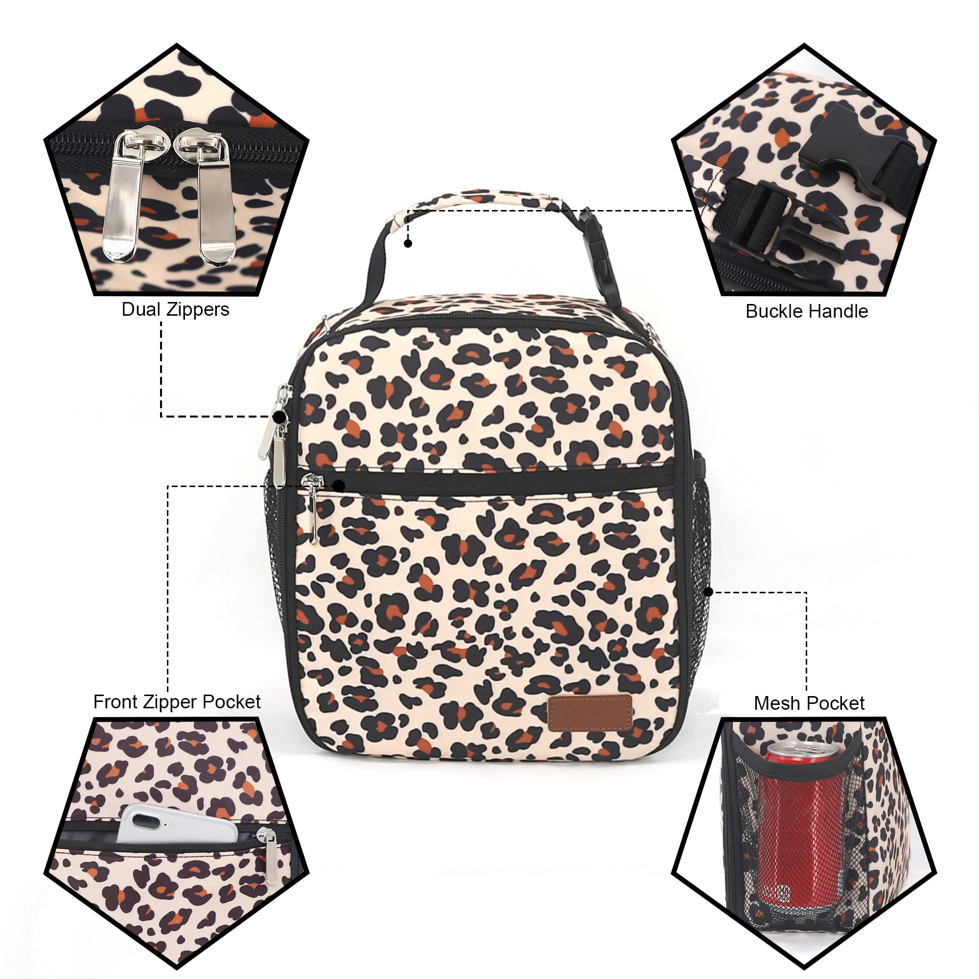 Insulated Lunch Box for Men & Women - Reusable Leopard Print Lunch Bag for Office, Work, Picnic & Travel | Portable Meal Container for Adults & Kids | Perfect for School, Gym & Outdoor Activities
