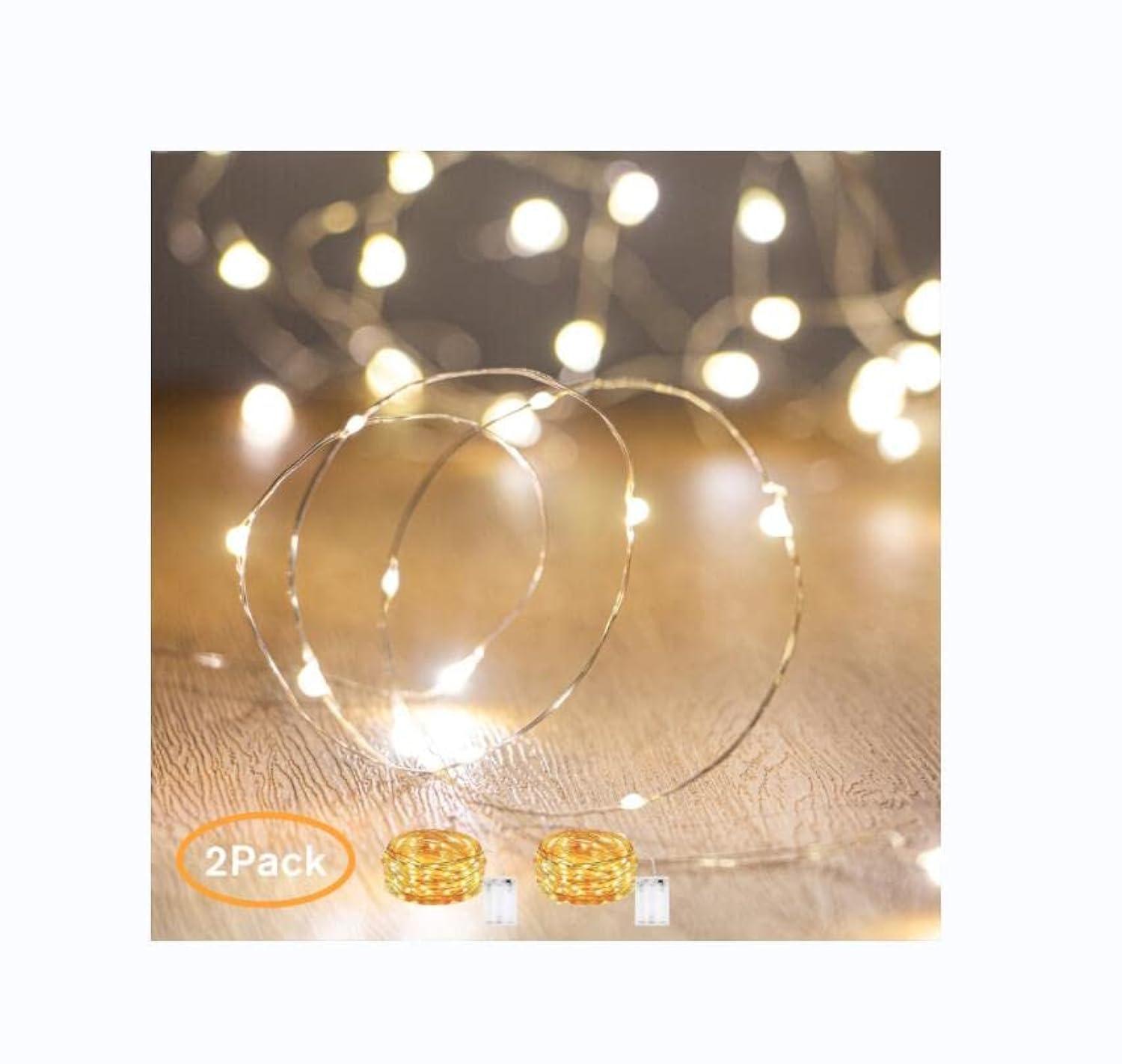 Waterproof LED Fairy String Lights - Battery Operated Starry Lights for Indoor & Outdoor Decor - Wedding, Christmas, Holiday Decorations (Warm White, 10Ft/2pc) - Perfect for Bedroom, Garden, Party & Event Lighting