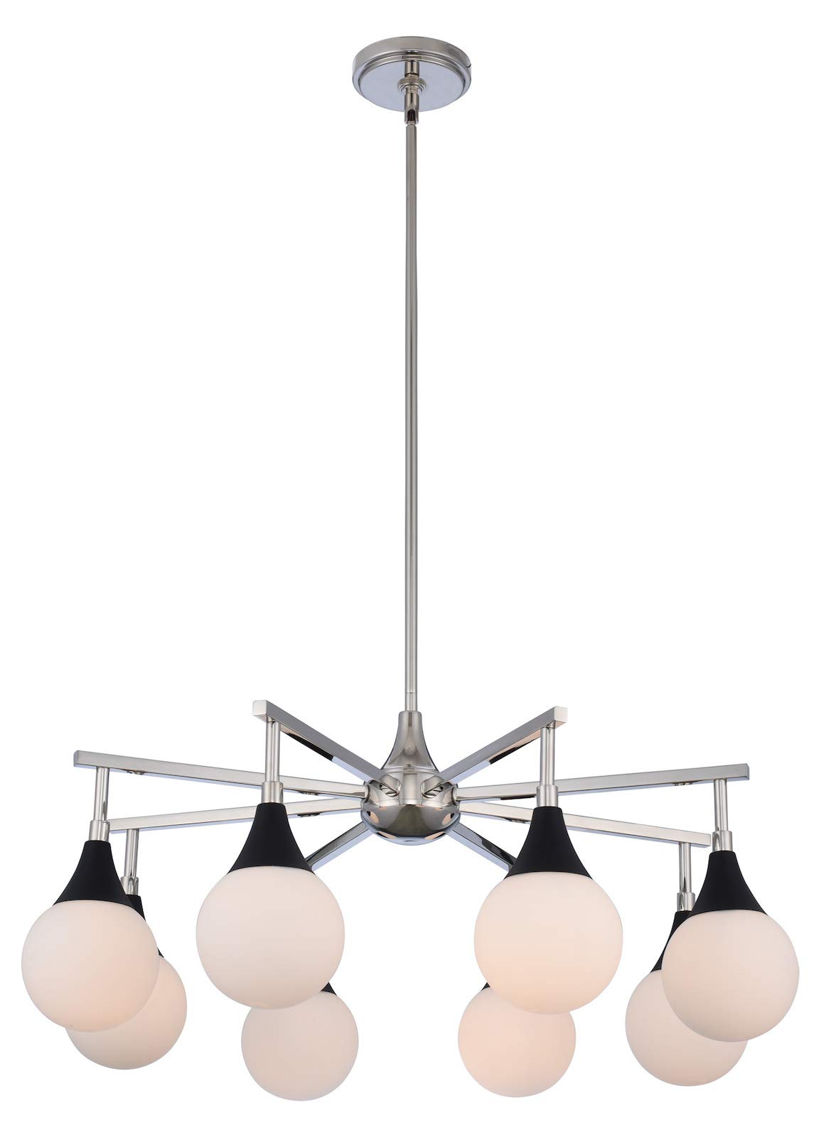 Bogart 8-Light Chandelier in Matte Black with Polished Nickel Finish - Elegant Dining Room Lighting for Modern Homes