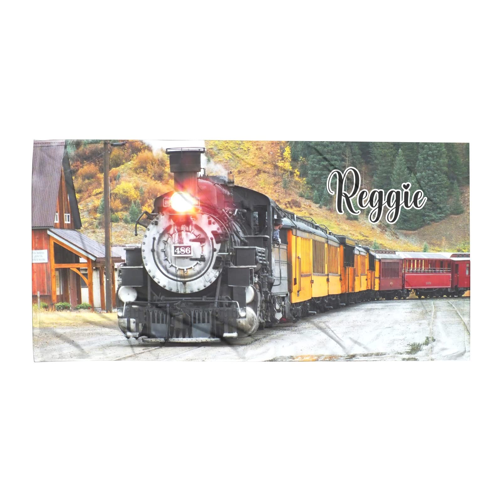 Personalized Autumn Forest Steam Train Beach Towel - Custom Pool Bath Towel 60x30 Inches - Perfect for Swimming, Beach Trips & Spa Days